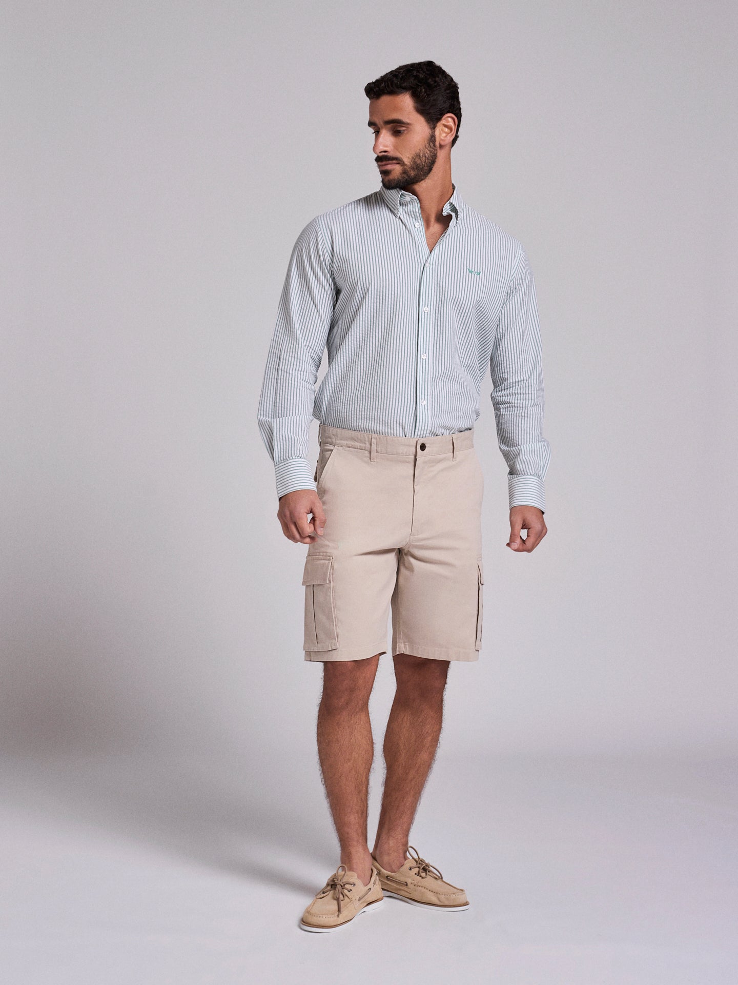 BEIGE COTTON BERMUDA REGULAR FIT MR. BLUE