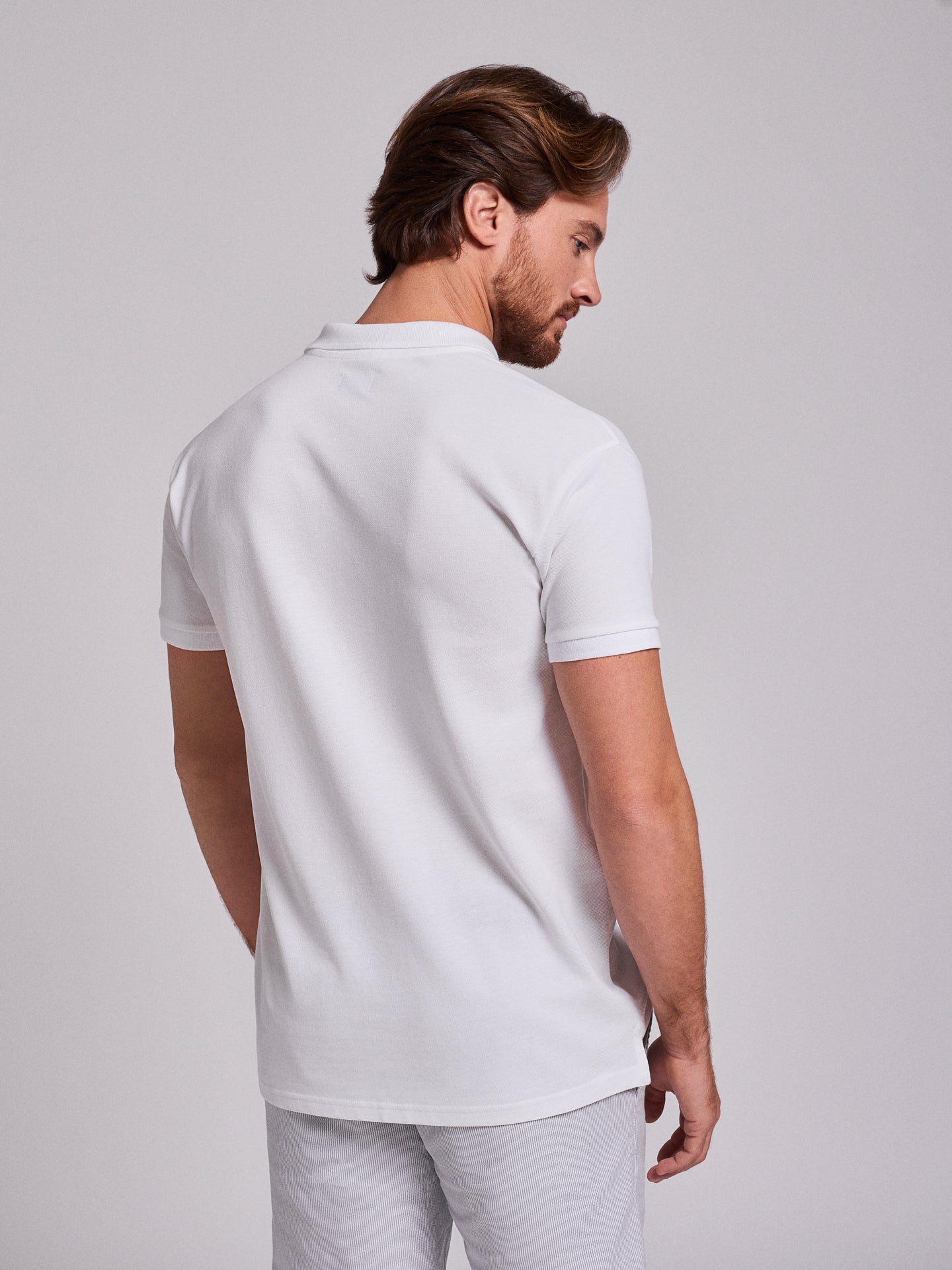 POLO BLANCO MANGA CORTA REGULAR FIT MR. AZUL