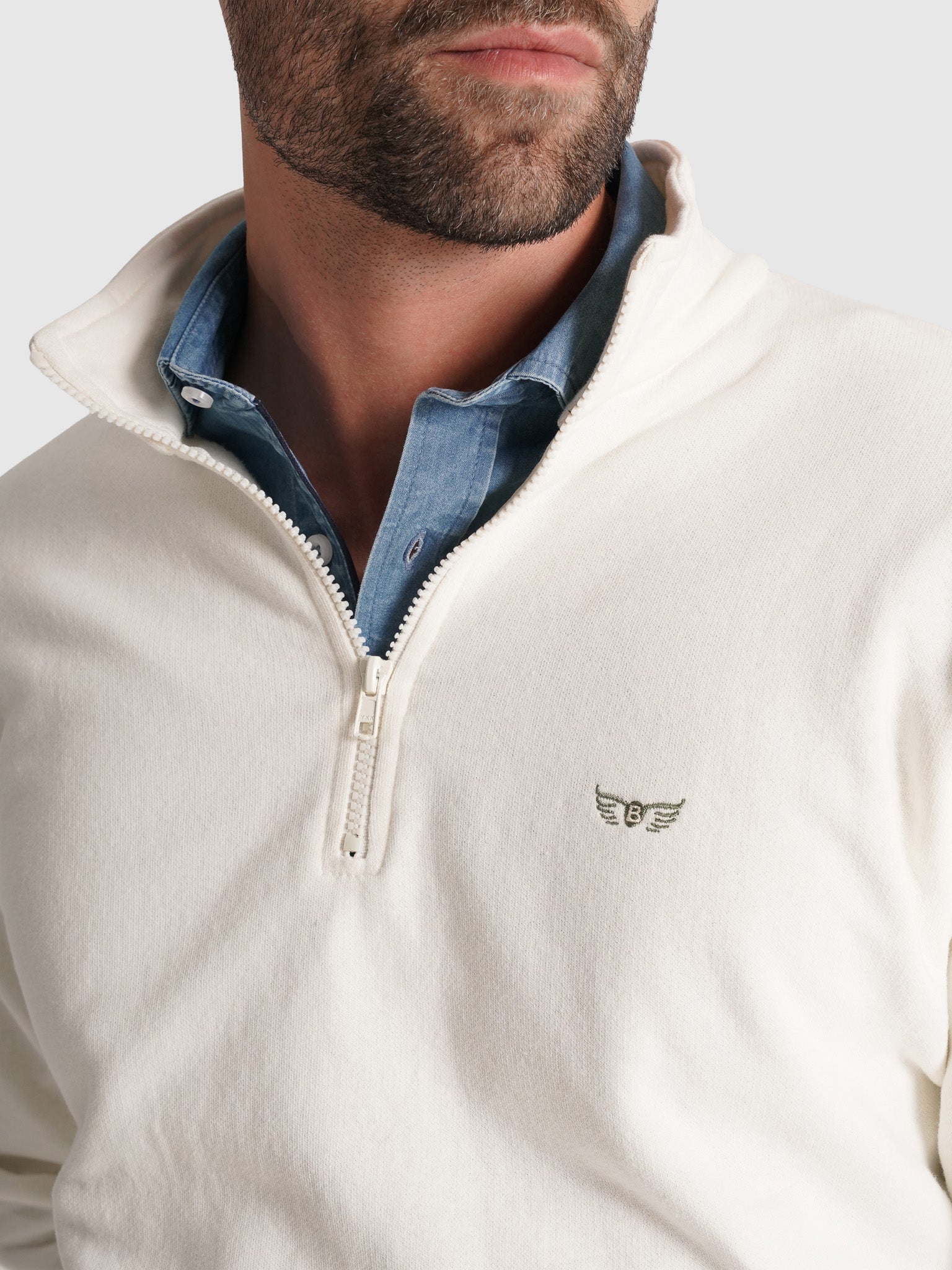 SUDADERA DE ALGODÓN BLANCA MANGA LARGA REGULAR FIT MR. AZUL