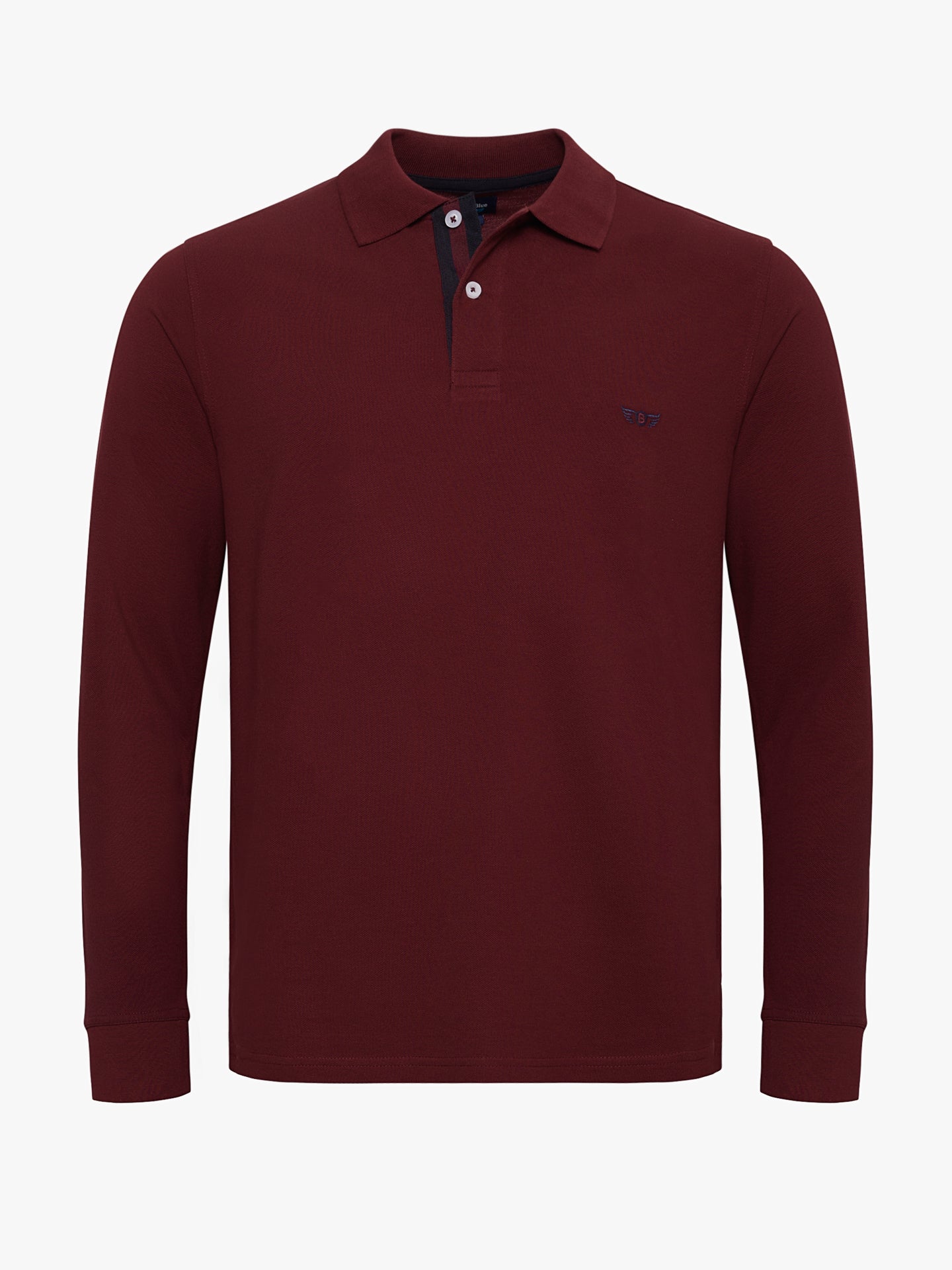 POLO BURDEOS MANGA LARGA REGULAR FIT MR. AZUL