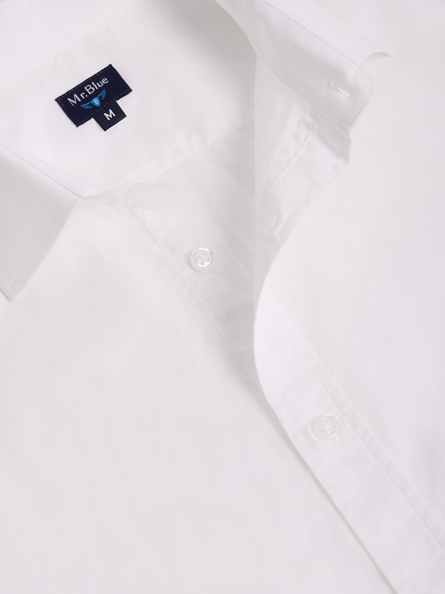 CAMISA MR SLIM FIT DE ALGODÓN BLANCO MANGA LARGA. AZUL