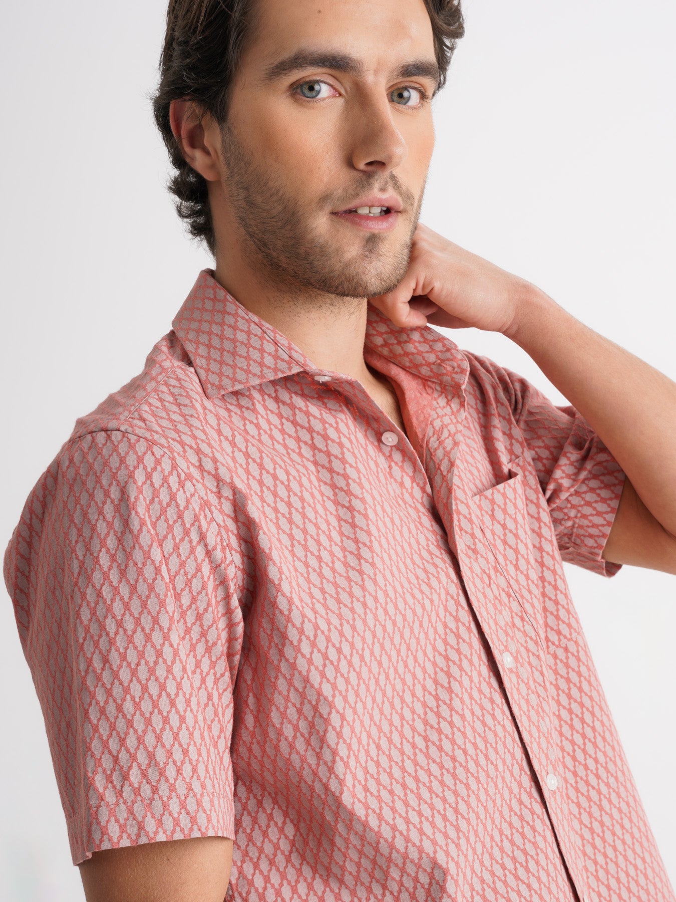 Camisa de corte estándar de lino rosa de Mr. Blue