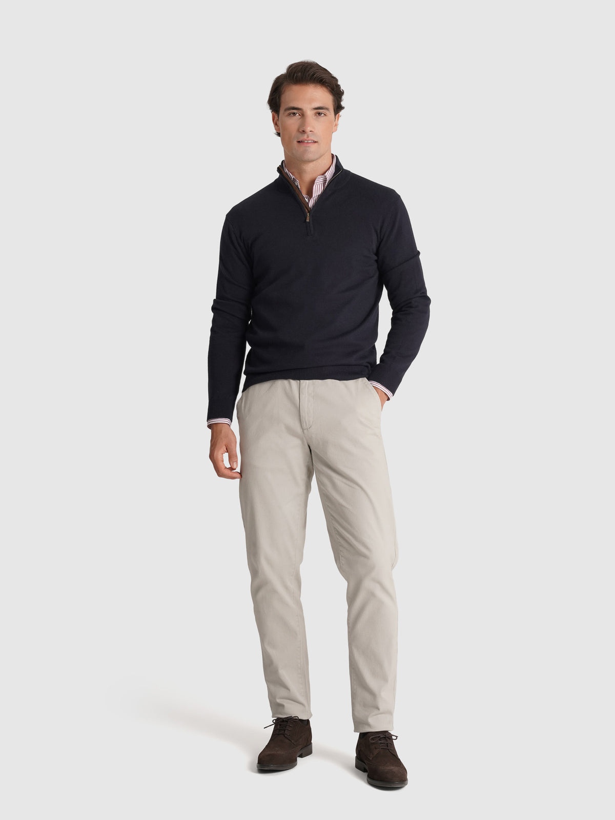PULLOVER CAXEMIRA REGULAR FIT AZUL LISO MR. BLUE