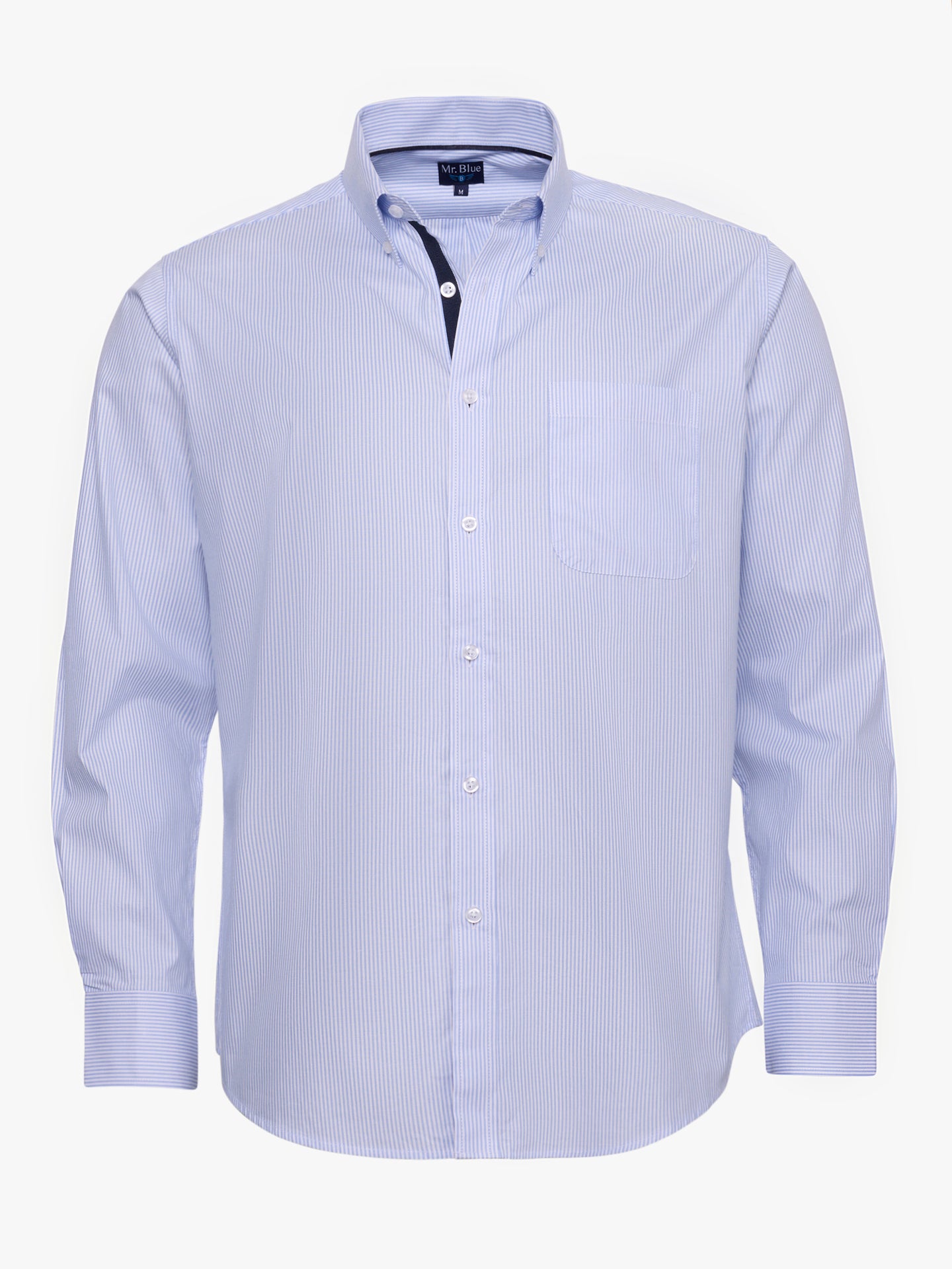 CAMISA ALGODÓN AZUL MANGA LARGA REGULAR FIT MR. AZUL