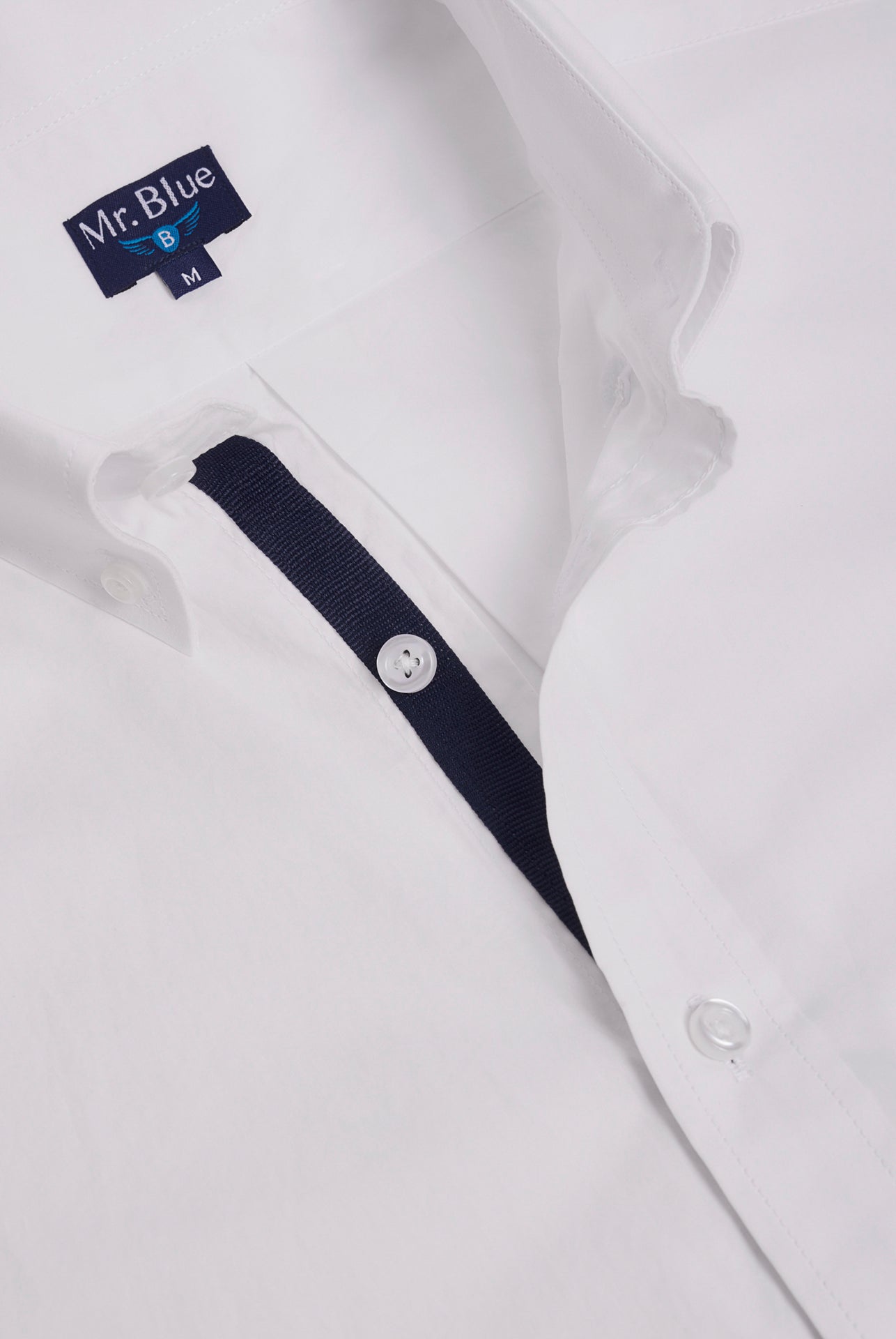 CAMISA ALGODÃO BRANCA MANGA CURTA REGULAR FIT MR. BLUE