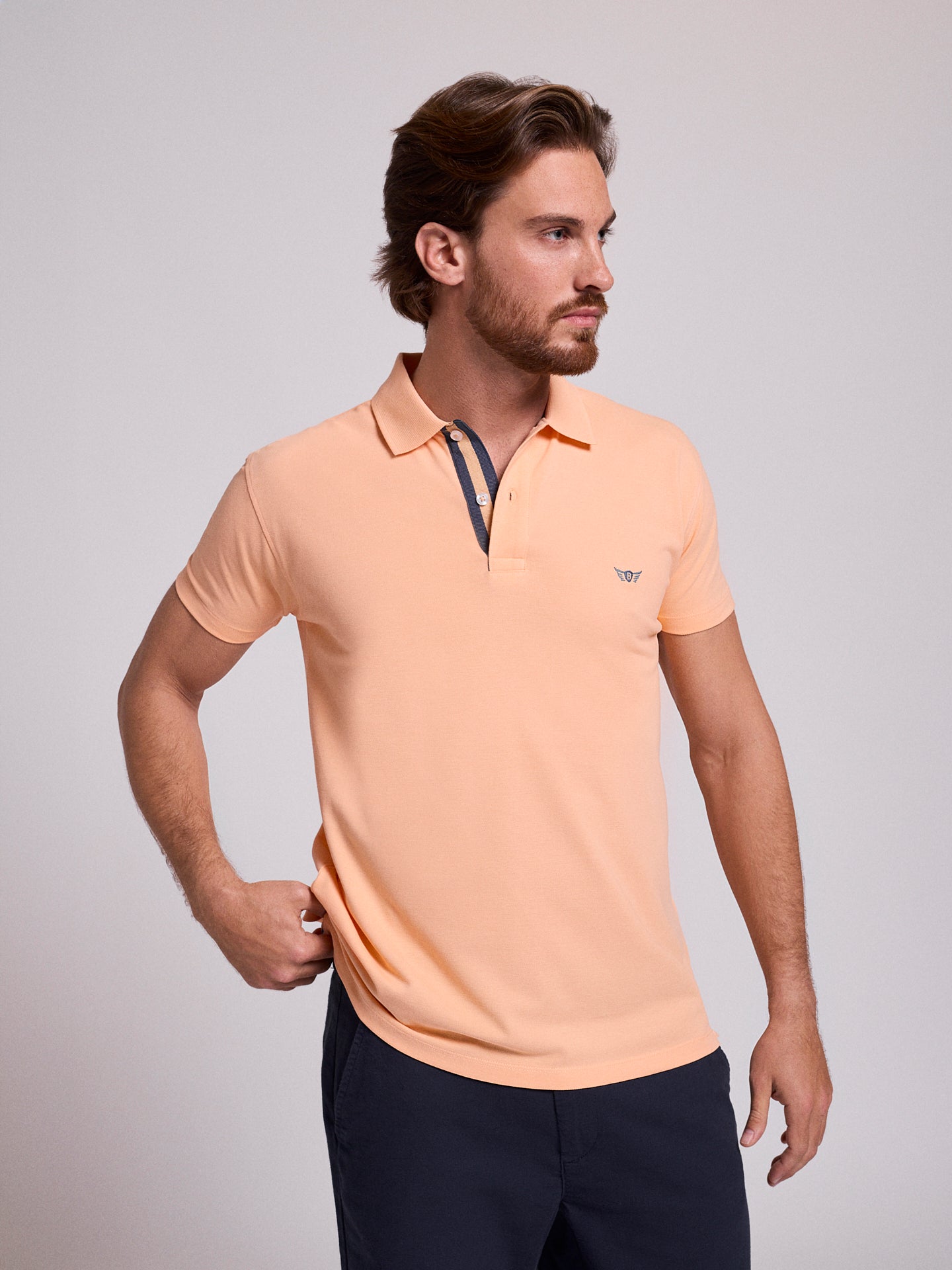 REGULAR FIT SHORT SLEEVE ORANGE POLO MR. BLUE