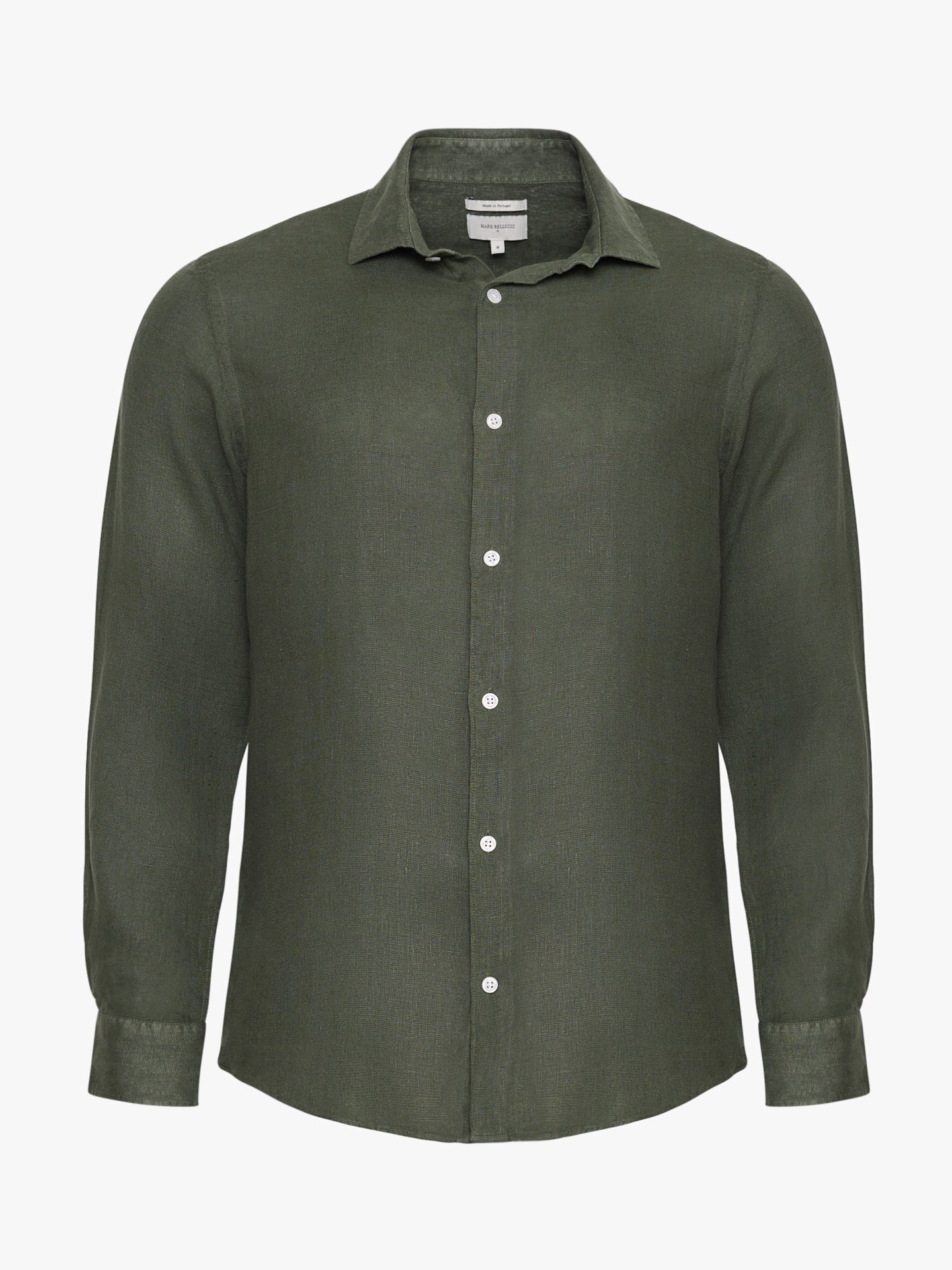 Camisa de corte entallado de lino verde de Mr. Blue