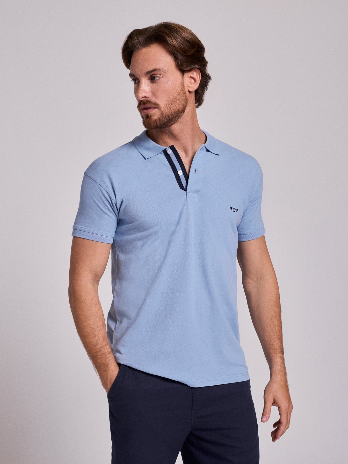 POLO AZUL MANGA CORTA REGULAR FIT MR. AZUL