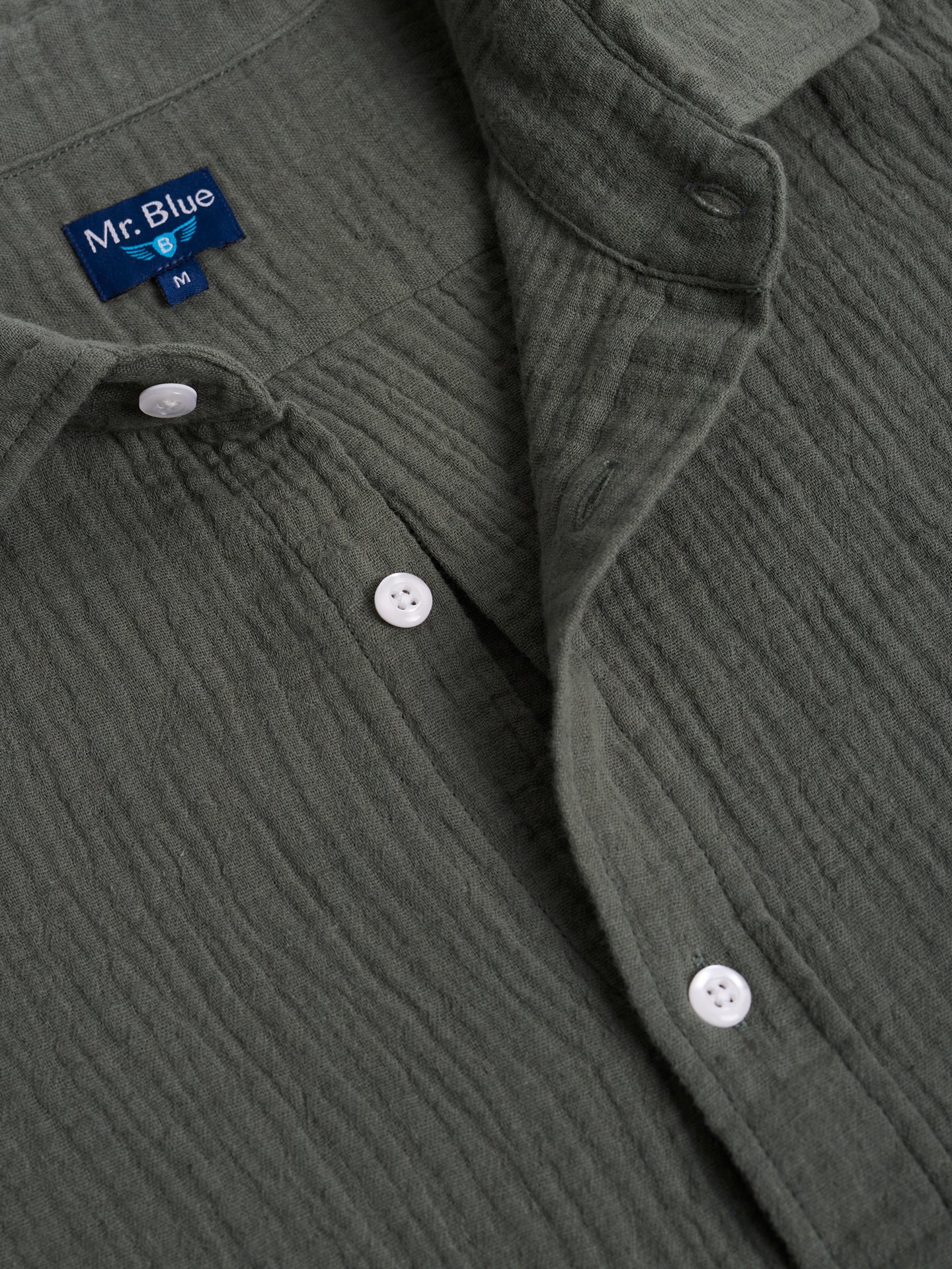 CAMISA ALGODÓN VERDE MANGA CORTA REGULAR FIT MR. AZUL