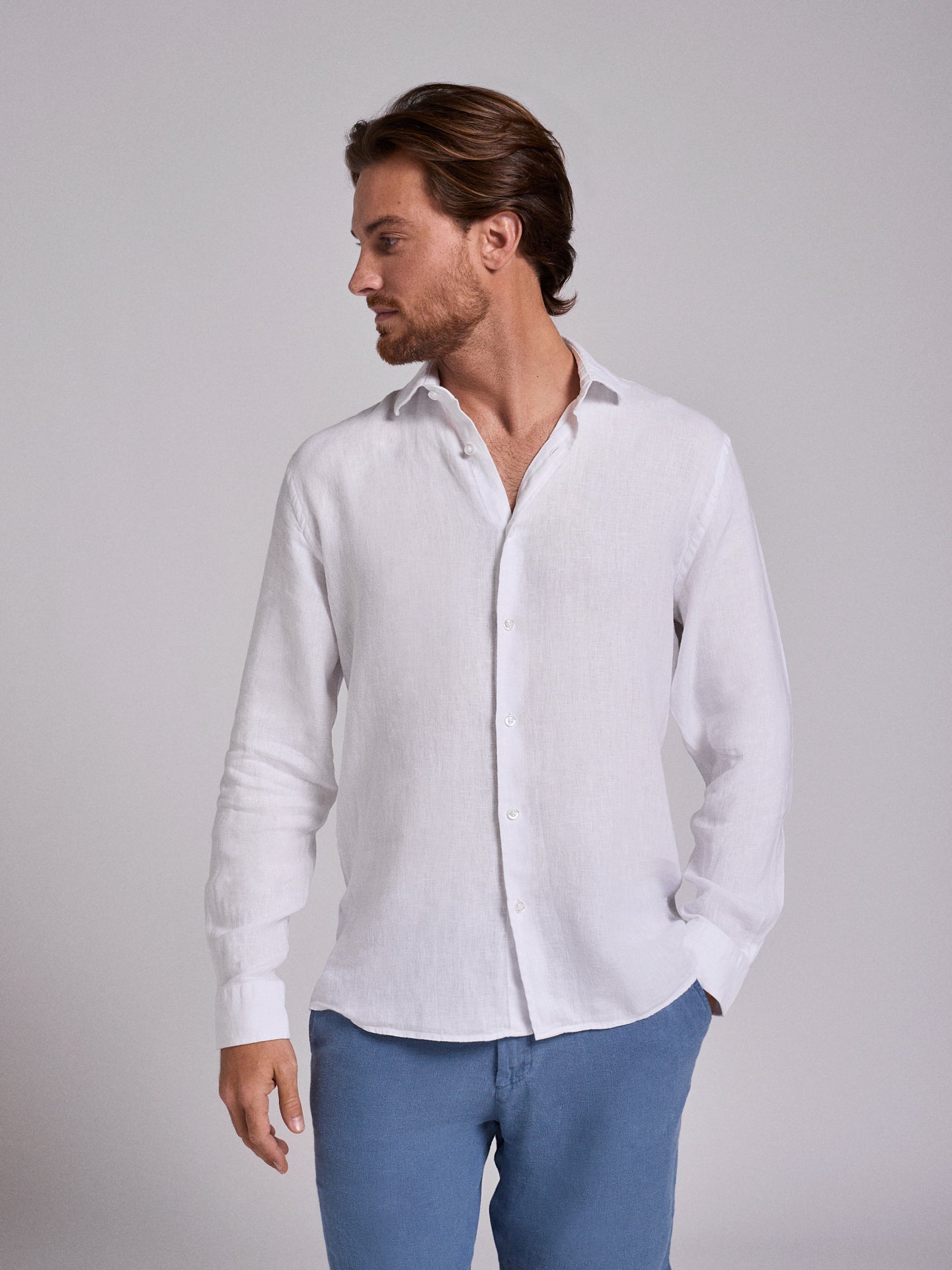 CAMISA LINHO TAILORED FIT BRANCA LISA MARK BELLUCCI
