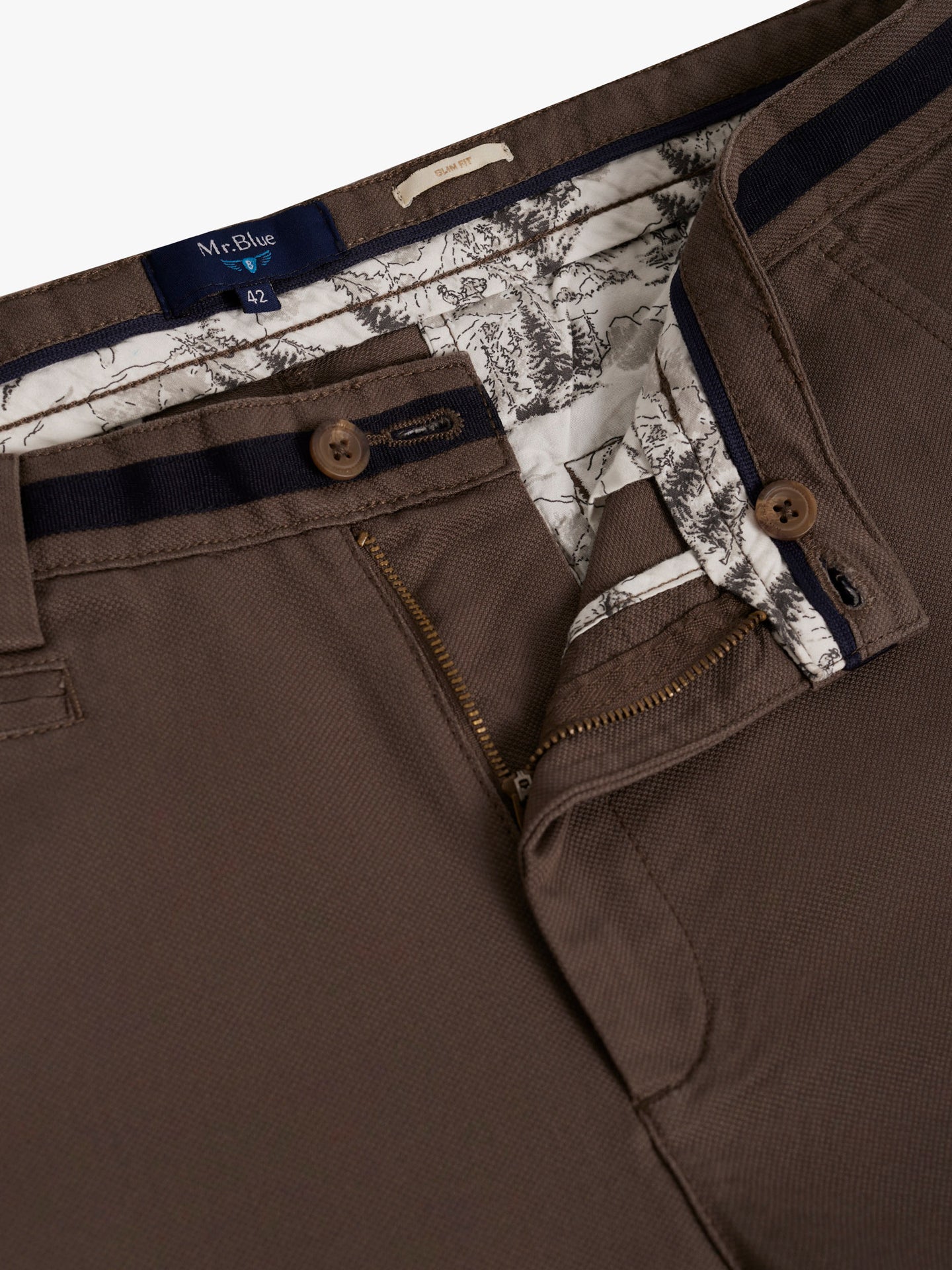 GREEN STRUCTURED TROUSERS SLIM FIT MR. BLUE