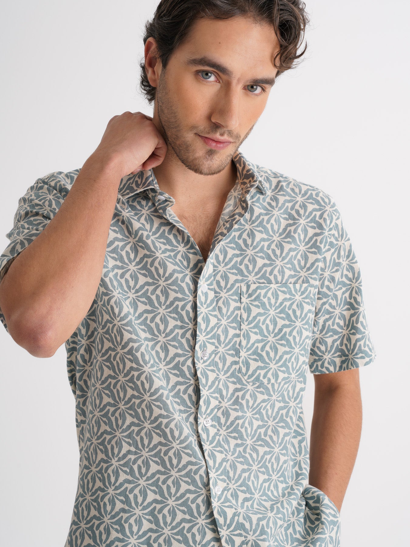 Camisa Regular Fit Lino Azul Mr. Blue