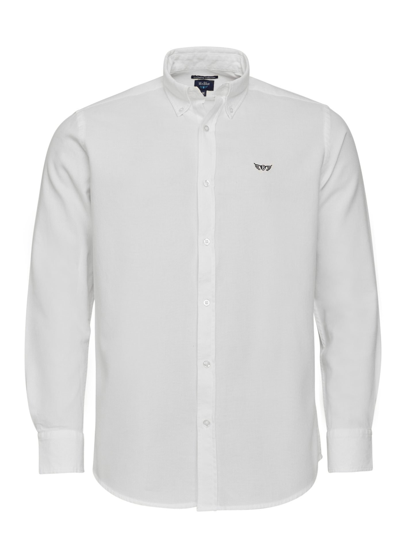 CAMISA DOBBY BRANCA MANGA COMPRIDA REGULAR FIT MR. BLUE