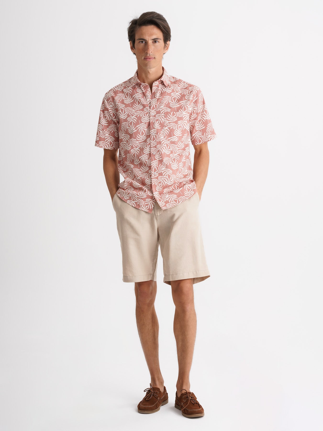 Camisa Regular Fit De Sarga Rosa Mr. Blue