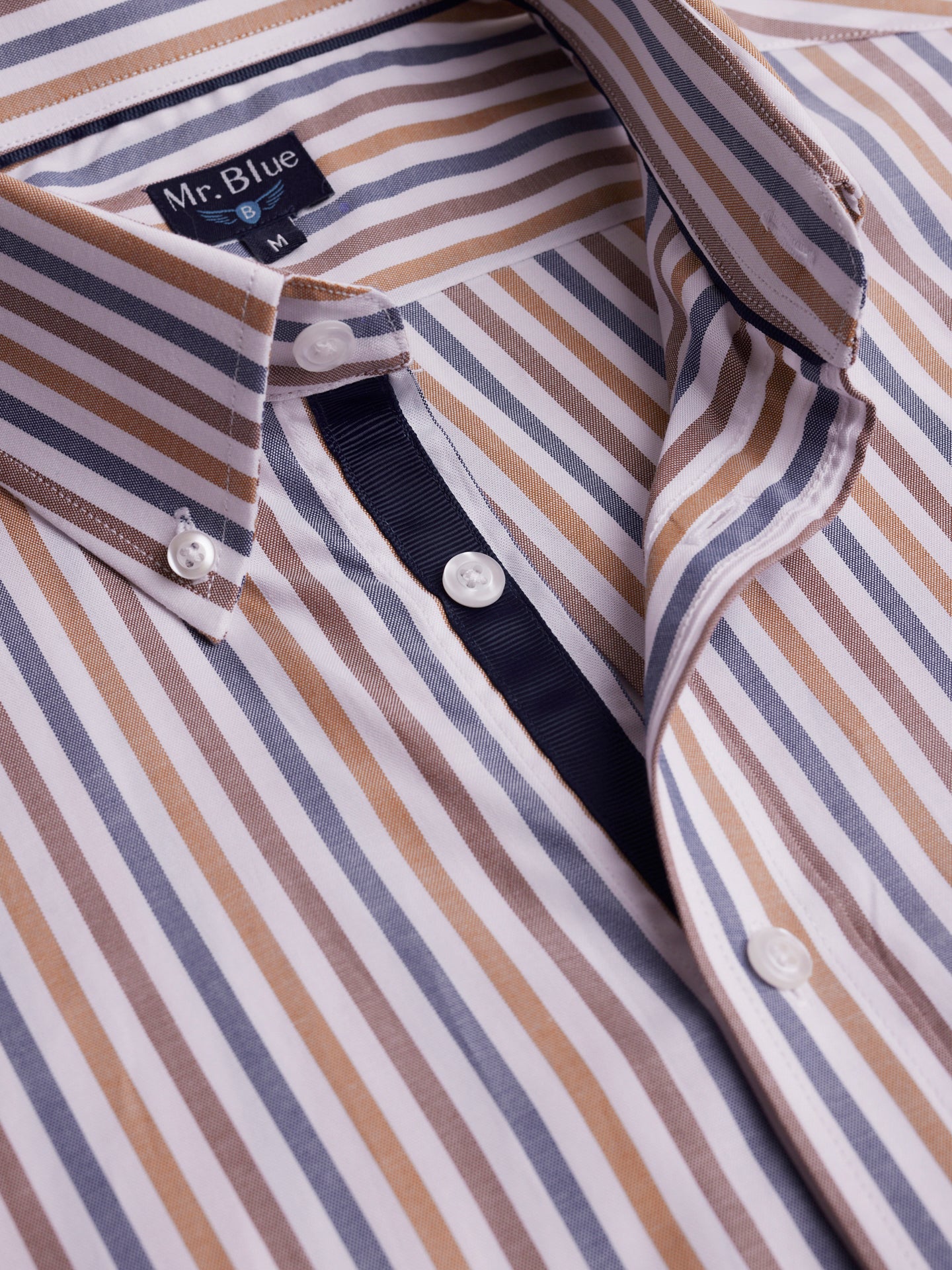 CAMISA ALGODÓN MARRÓN MANGA LARGA REGULAR FIT MR. AZUL