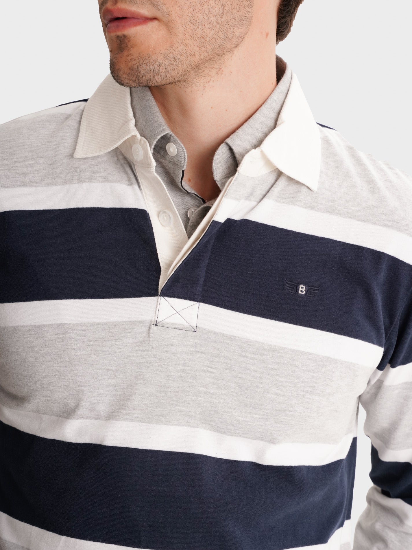 RUGBY GRIS MANGA LARGA REGULAR FIT MR. AZUL