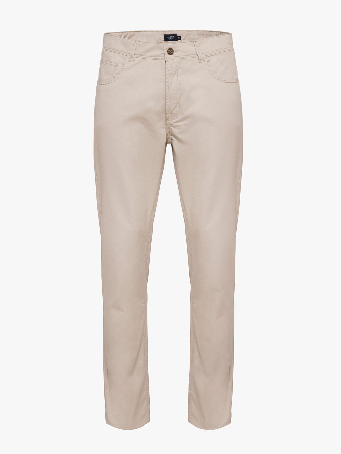 Pantalón chino beige de sarga de corte estándar de Mr. Blue