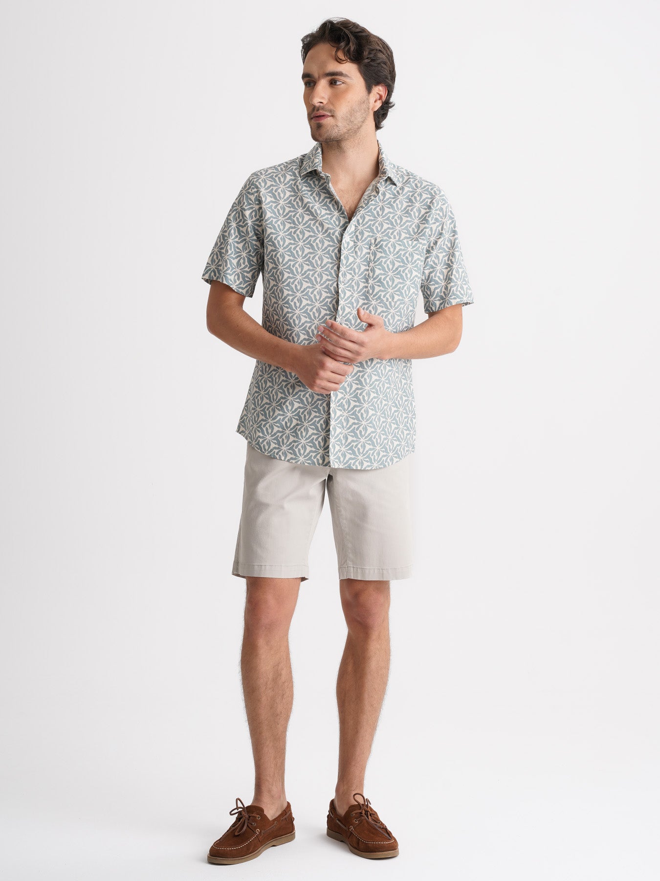 Camisa Regular Fit Lino Azul Mr. Blue