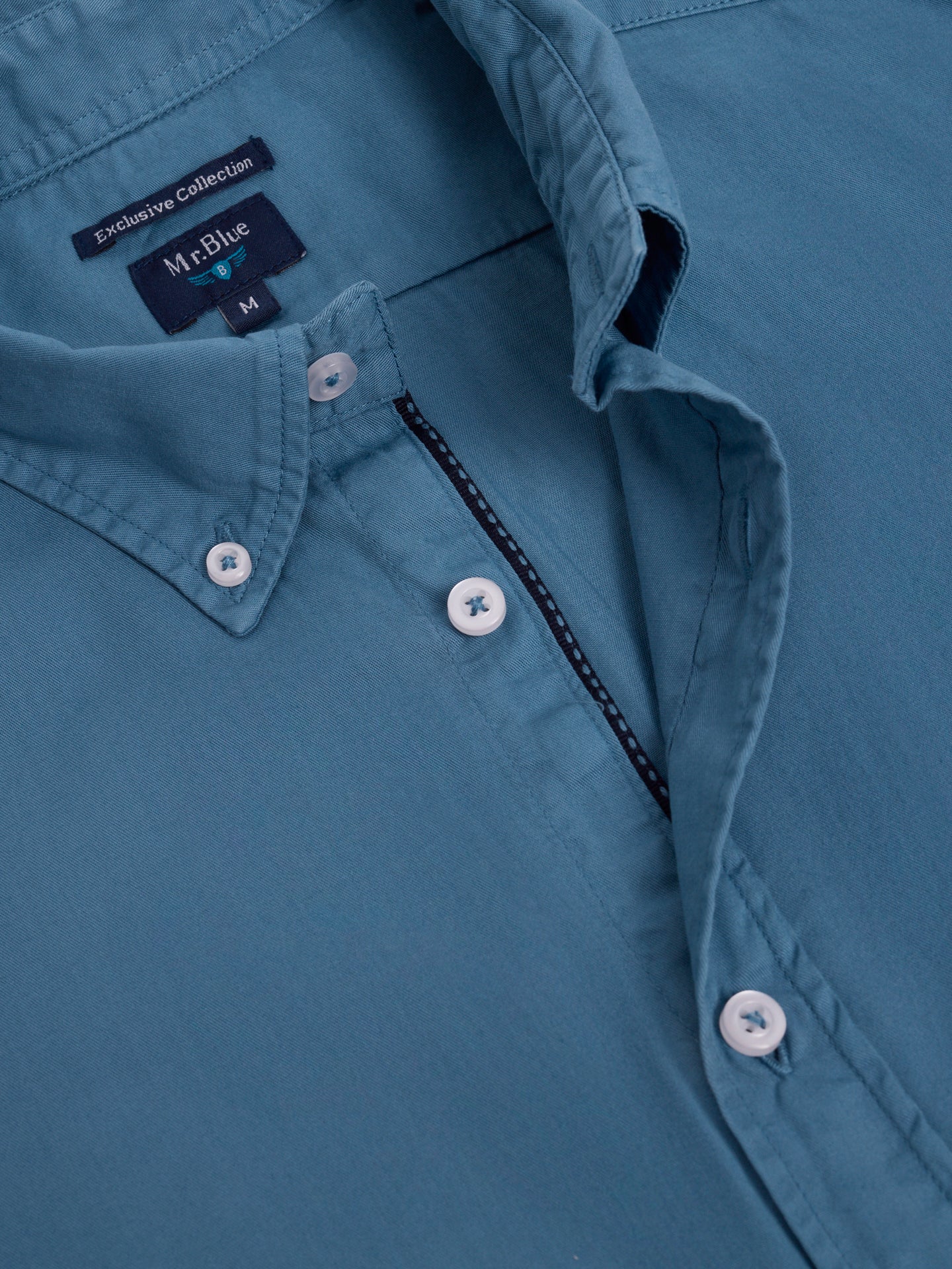 CAMISA ALGODÓN AZUL MANGA LARGA REGULAR FIT MR. AZUL