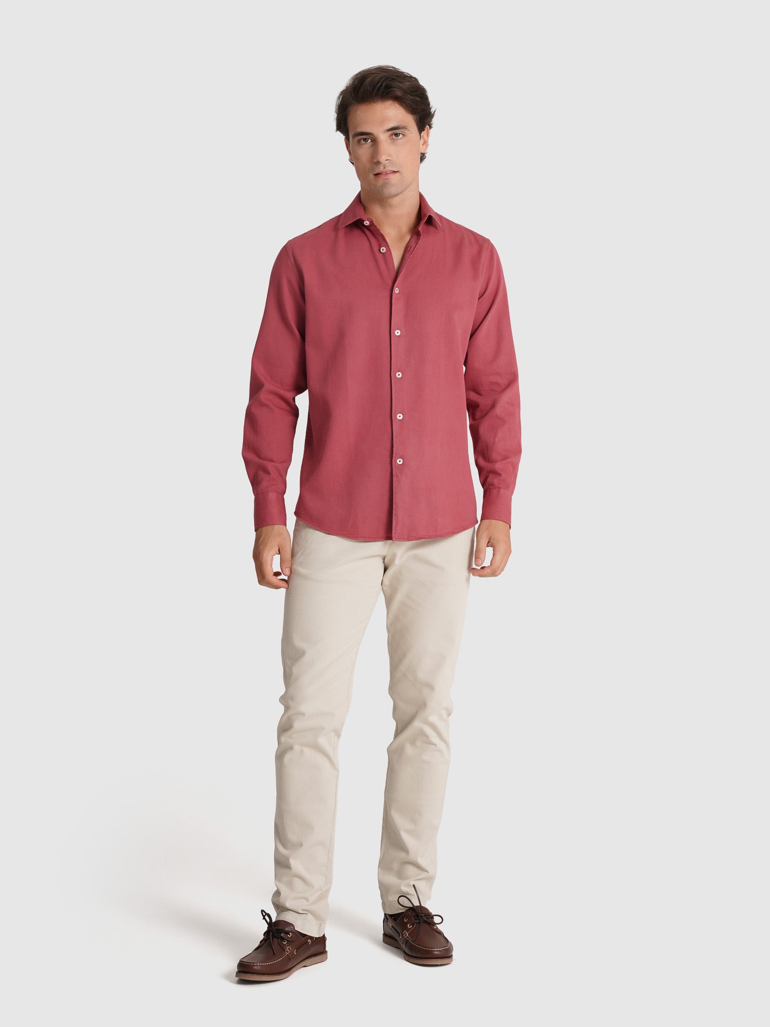RED COTTON SHIRT LONG SLEEVE REGULAR FIT MARK BELLUCCI