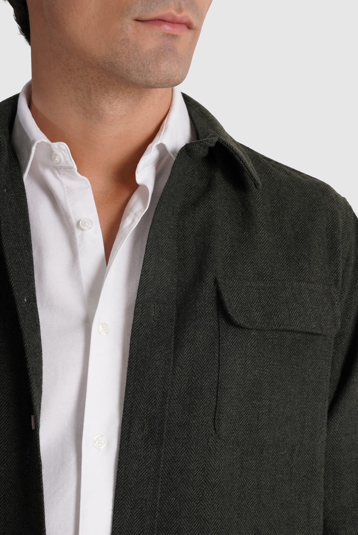 Sobrecamisa Lã Verde Manga Comprida Regular Fit Mr. Blue