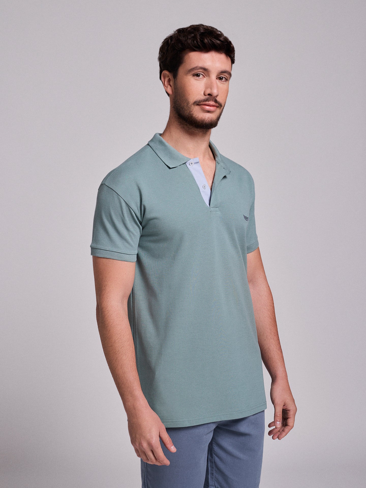 POLO VERDE MANGA CORTA REGULAR FIT MR. AZUL