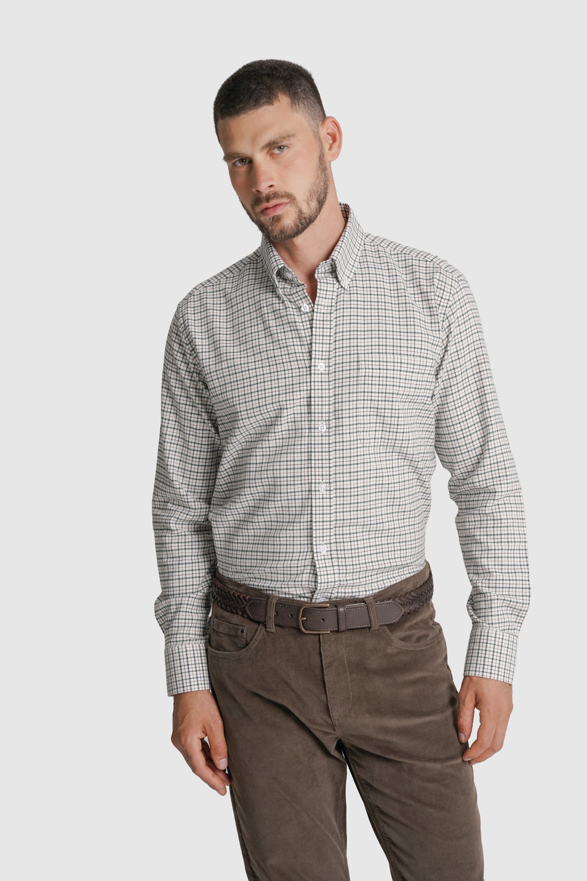 CAMISA ALGODÃO REGULAR FIT VERDE QUADRADA MR. BLUE