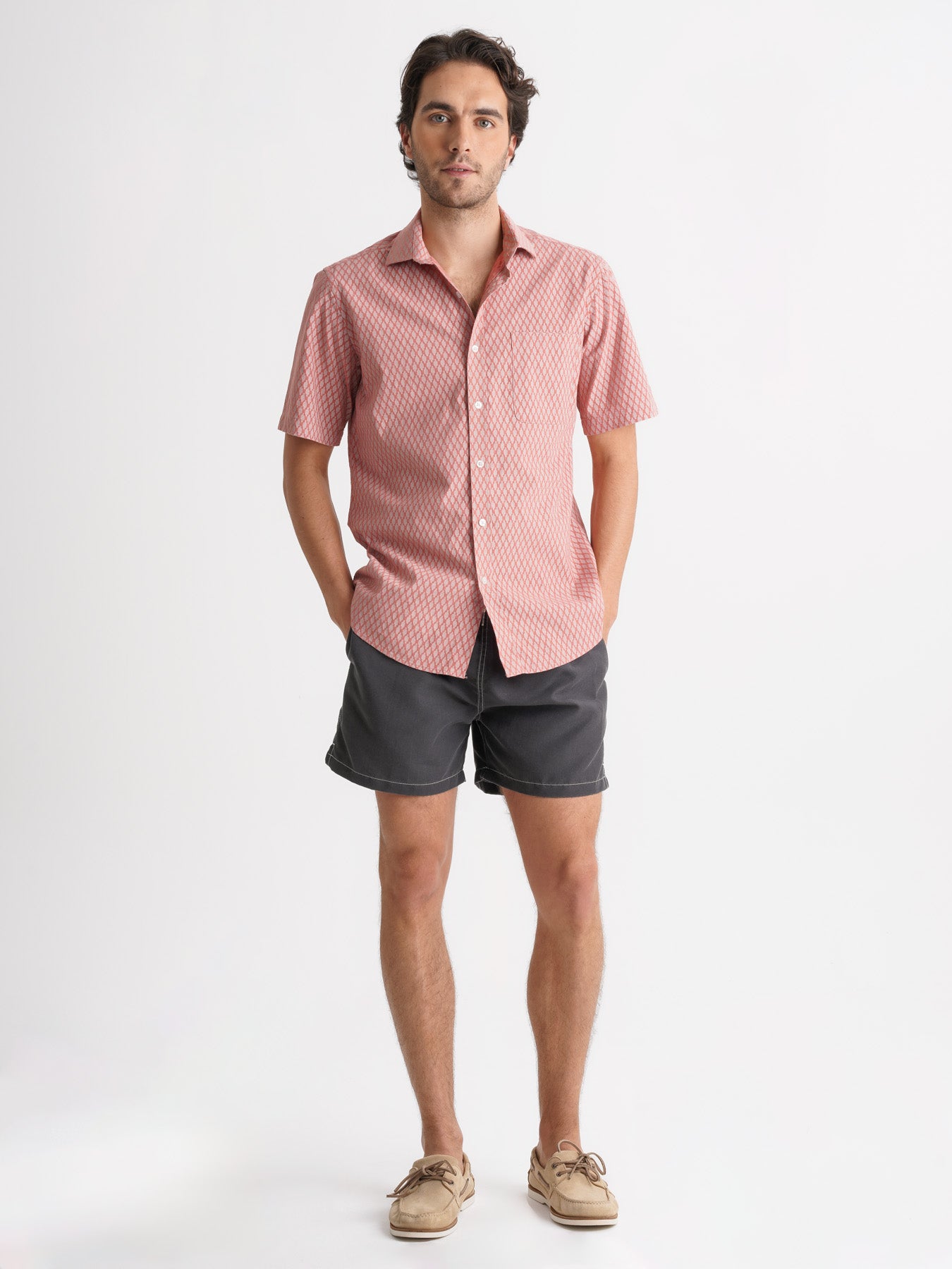 Camisa de corte estándar de lino rosa de Mr. Blue