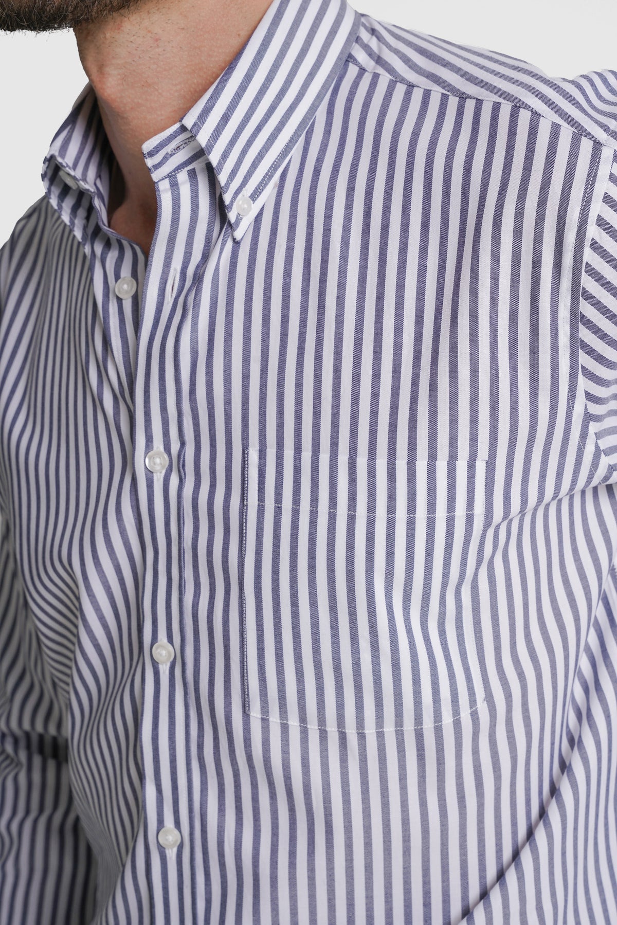 CAMISA TWILL REGULAR FIT AZUL ÀS RISCAS MR. BLUE