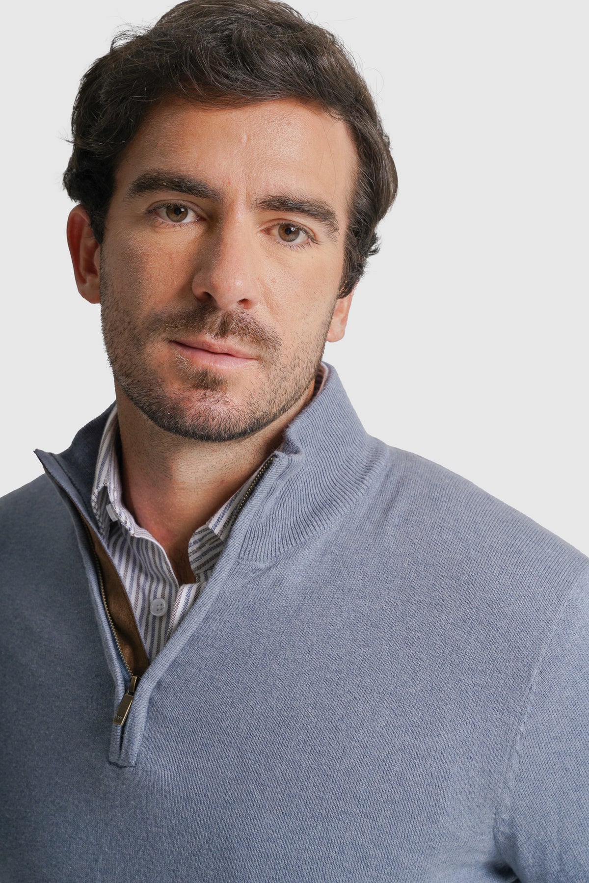 PULLOVER CAXEMIRA REGULAR FIT AZUL LISO MR. BLUE