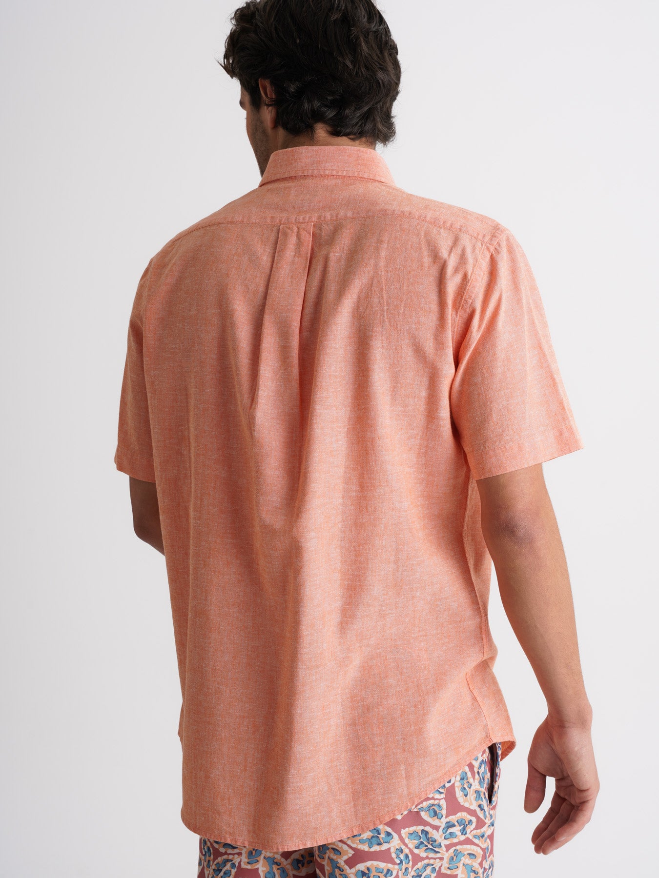 Camisa Regular Fit Lino Naranja Mr. Blue