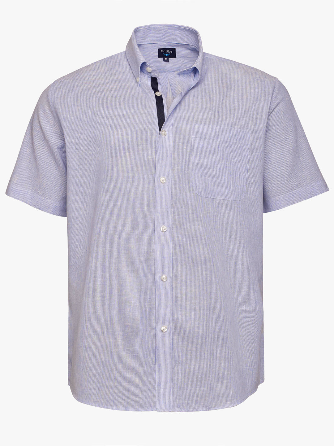 Camisa Regular Fit Lino Azul Mr. Blue
