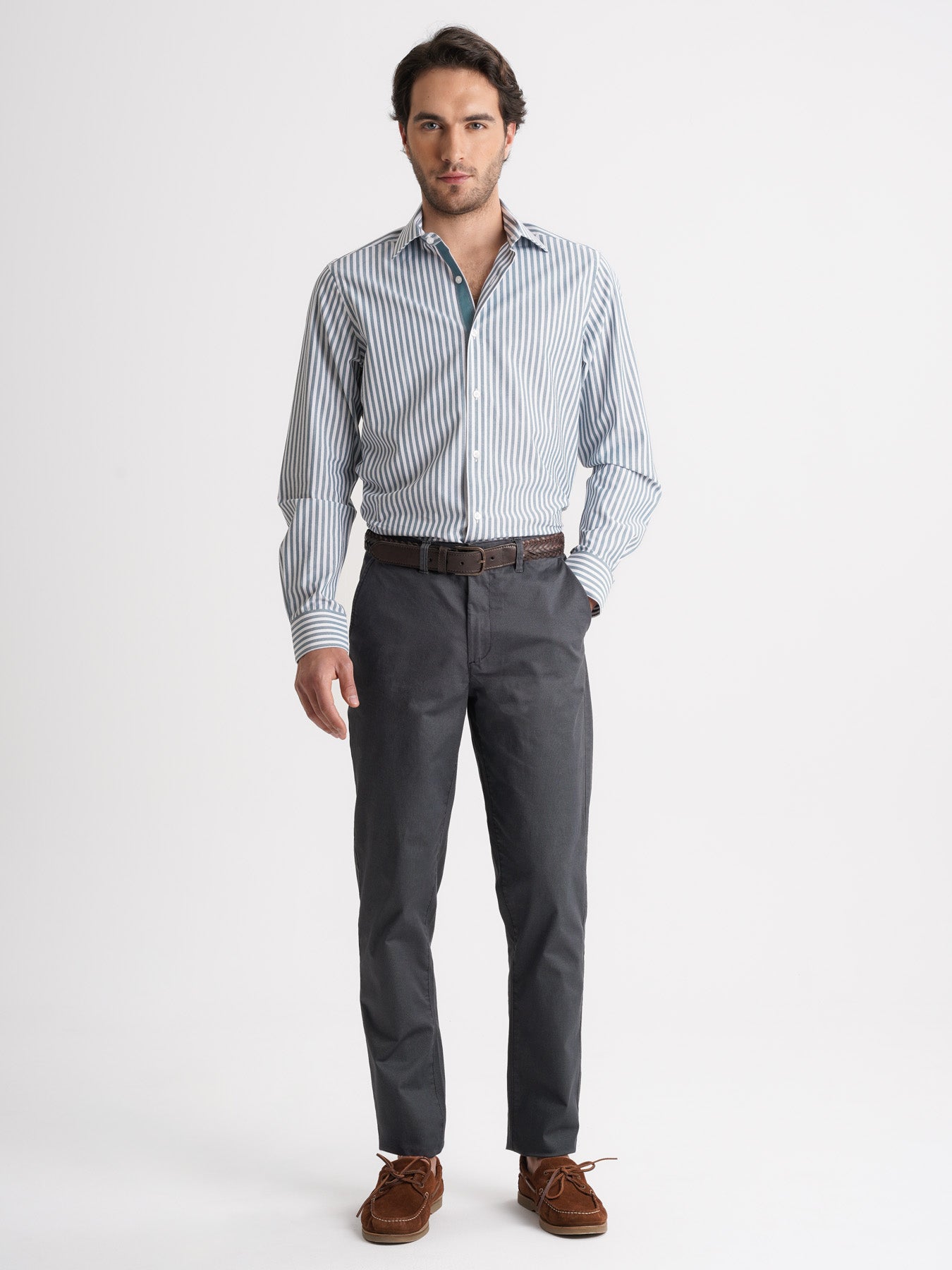 Camisa slim fit azul dobby Mr. Blue