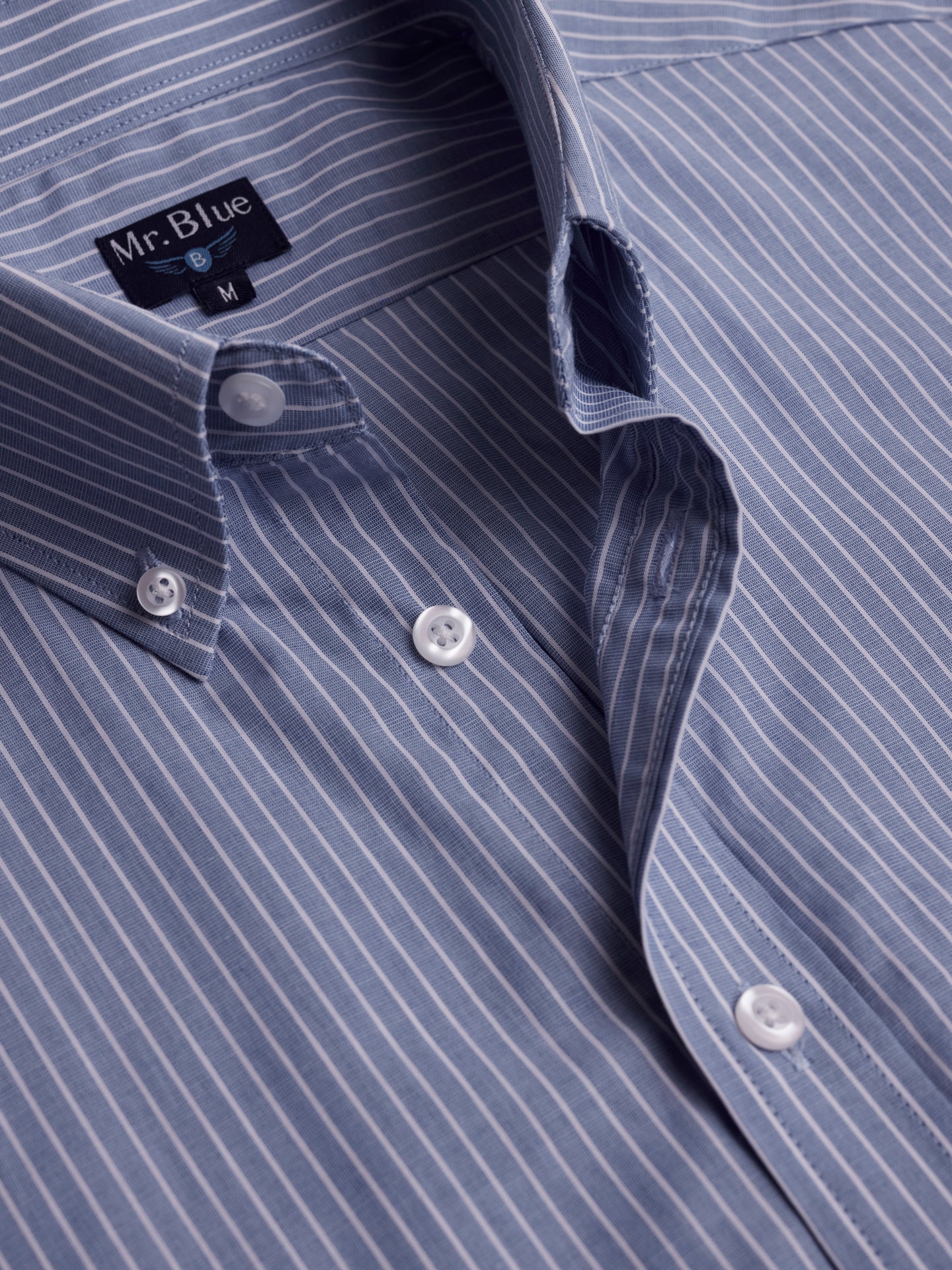 Camisa regular fit Fil-a-Fil azul Mr. Blue