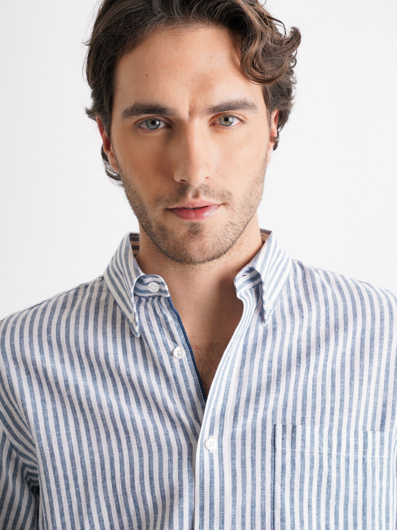 Camisa Regular Fit Lino Azul Mr. Blue