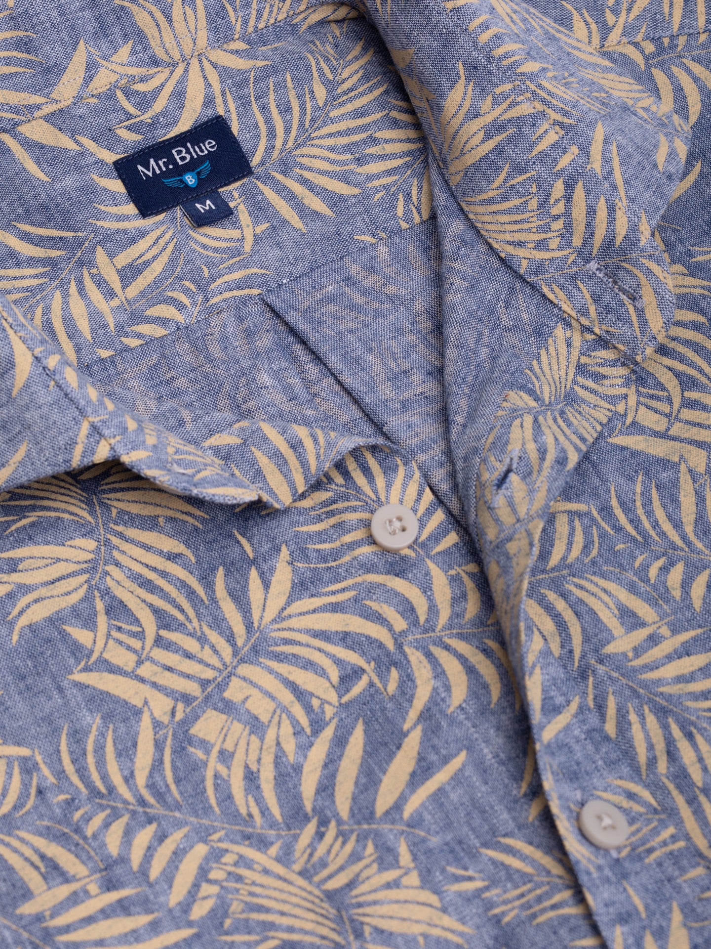 Camisa Regular Fit Lino Azul Mr. Blue
