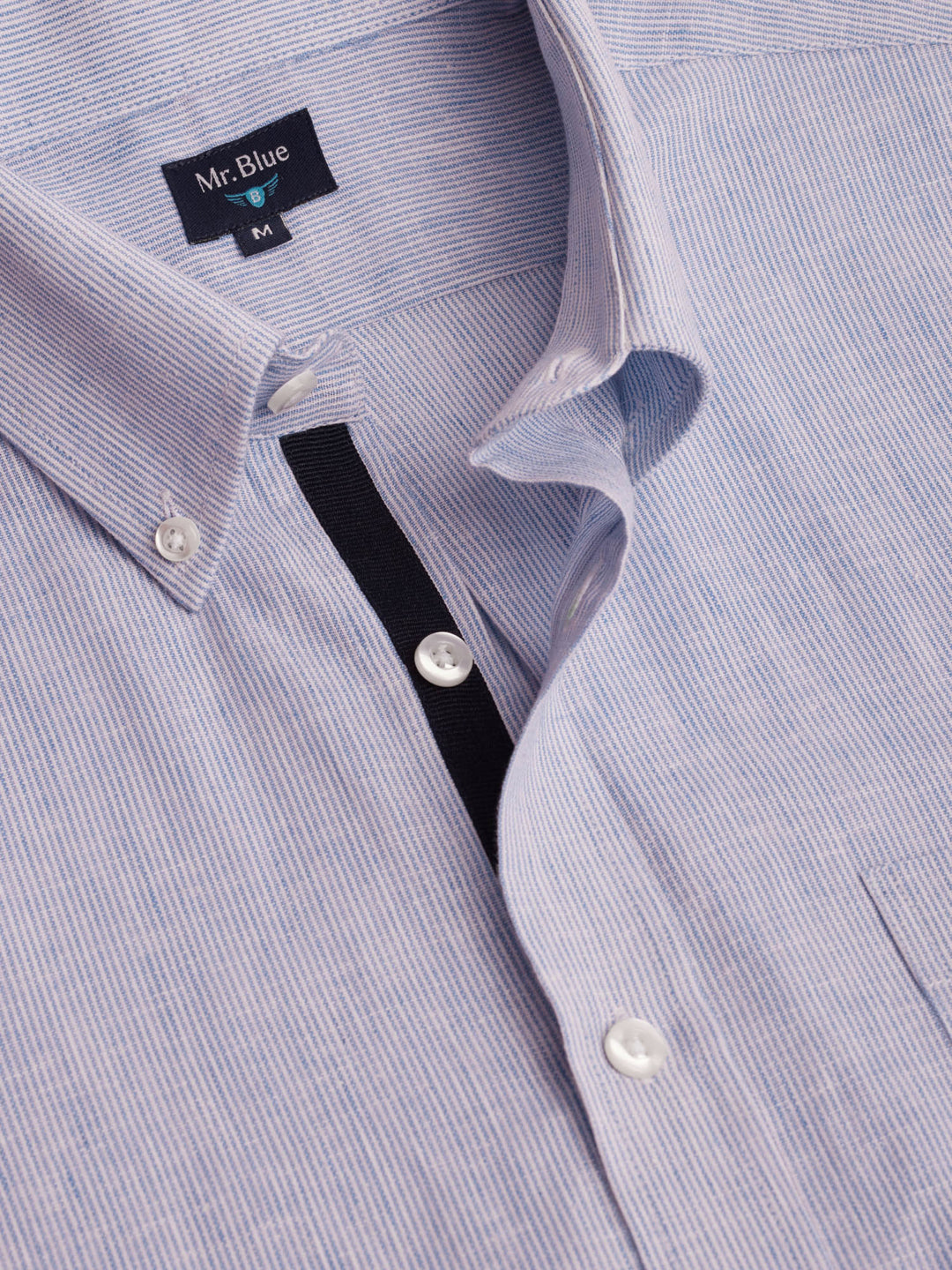 Camisa Regular Fit Lino Azul Mr. Blue