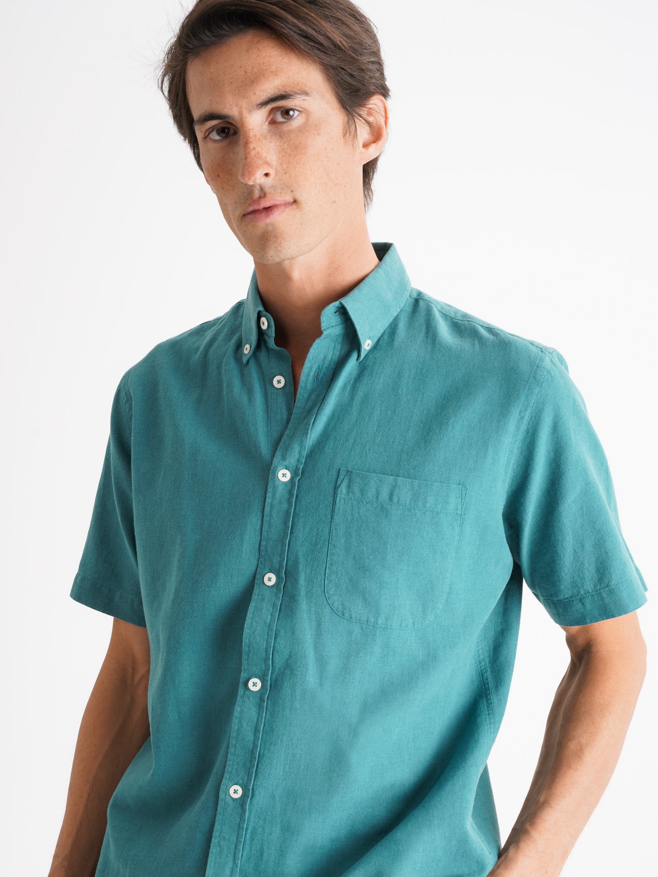 Camisa Regular Fit Lino Azul Mr. Blue