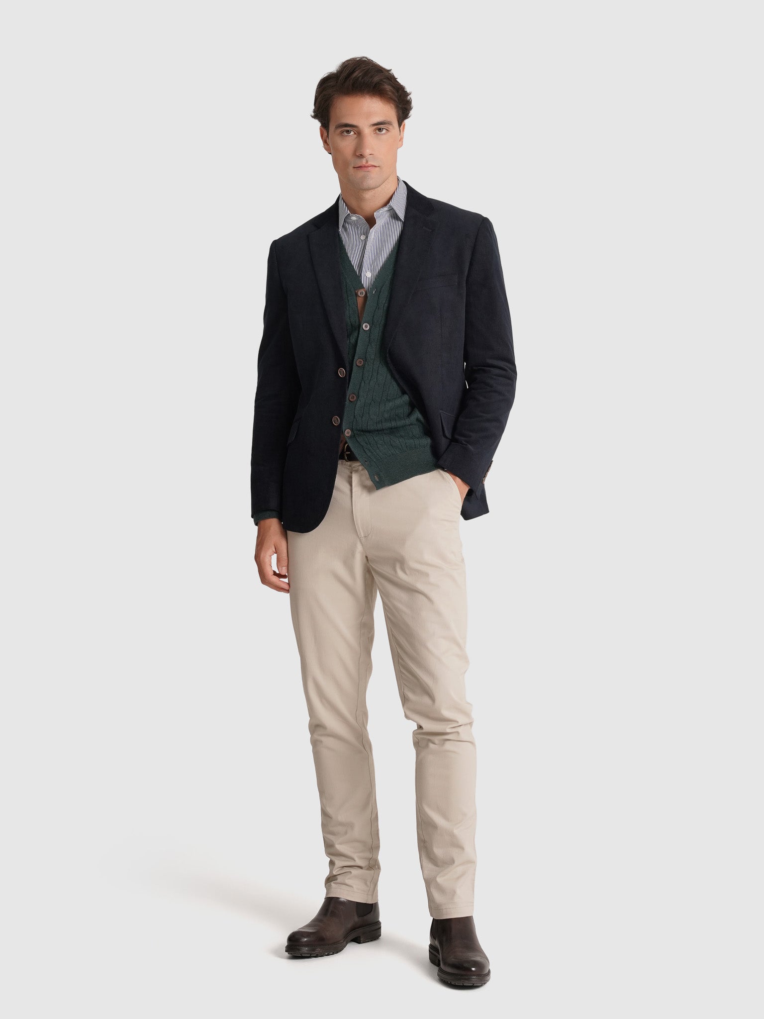 BLAZER ALGODÃO AZUL MANGA COMPRIDA REGULAR FIT MR. BLUE