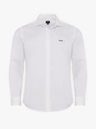 CAMISA MR SLIM FIT DE ALGODÓN BLANCO MANGA LARGA. AZUL