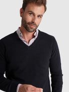 JERSEY DE LANA AZUL CON CODERAS MR REGULAR FIT. AZUL