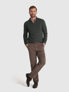 PULLOVER LÃ VERDE COM COTOVELEIRA REGULAR FIT MR. BLUE