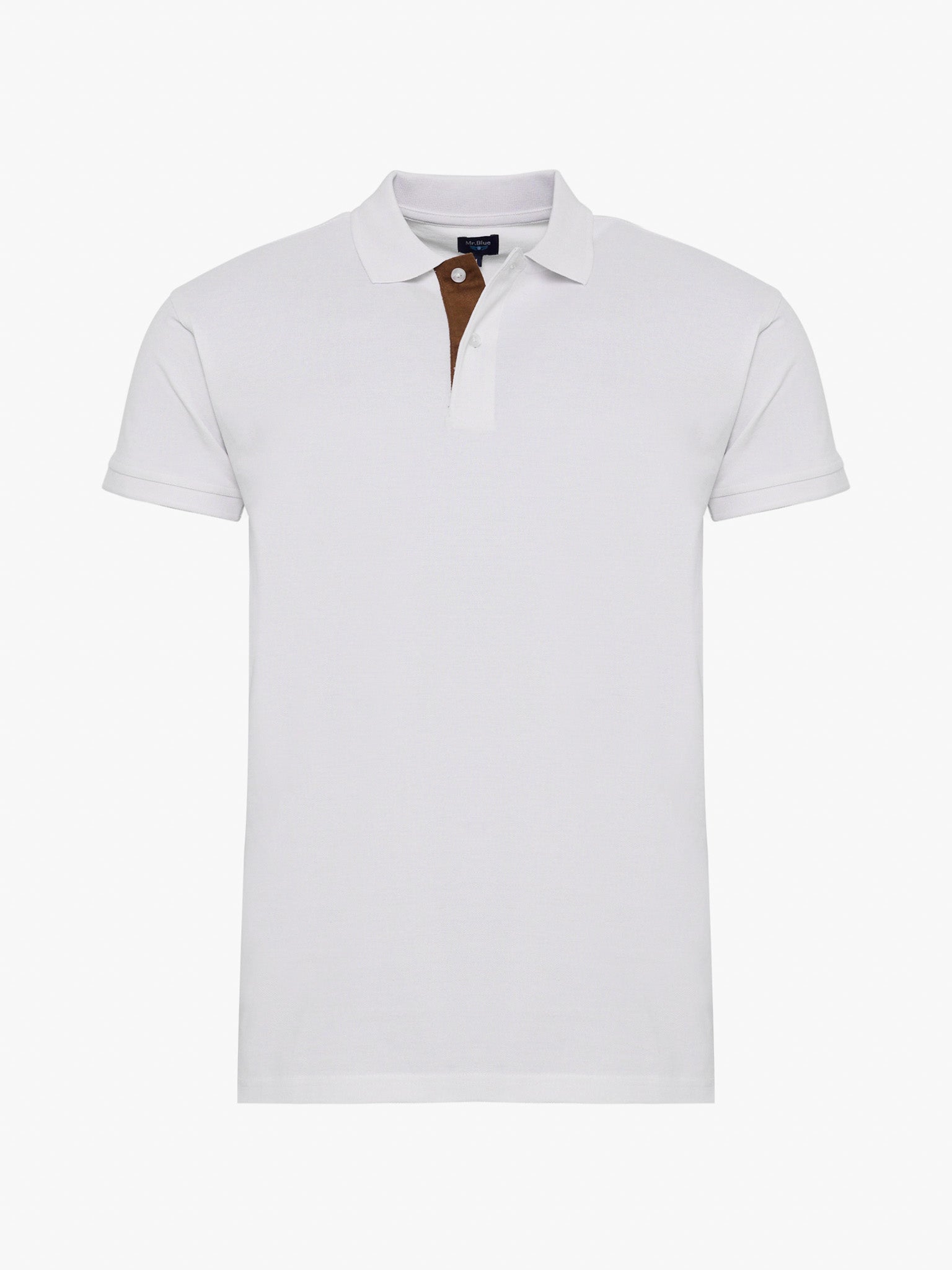 POLO DE ALGODÓN BLANCO MANGA CORTA REGULAR FIT MR. AZUL