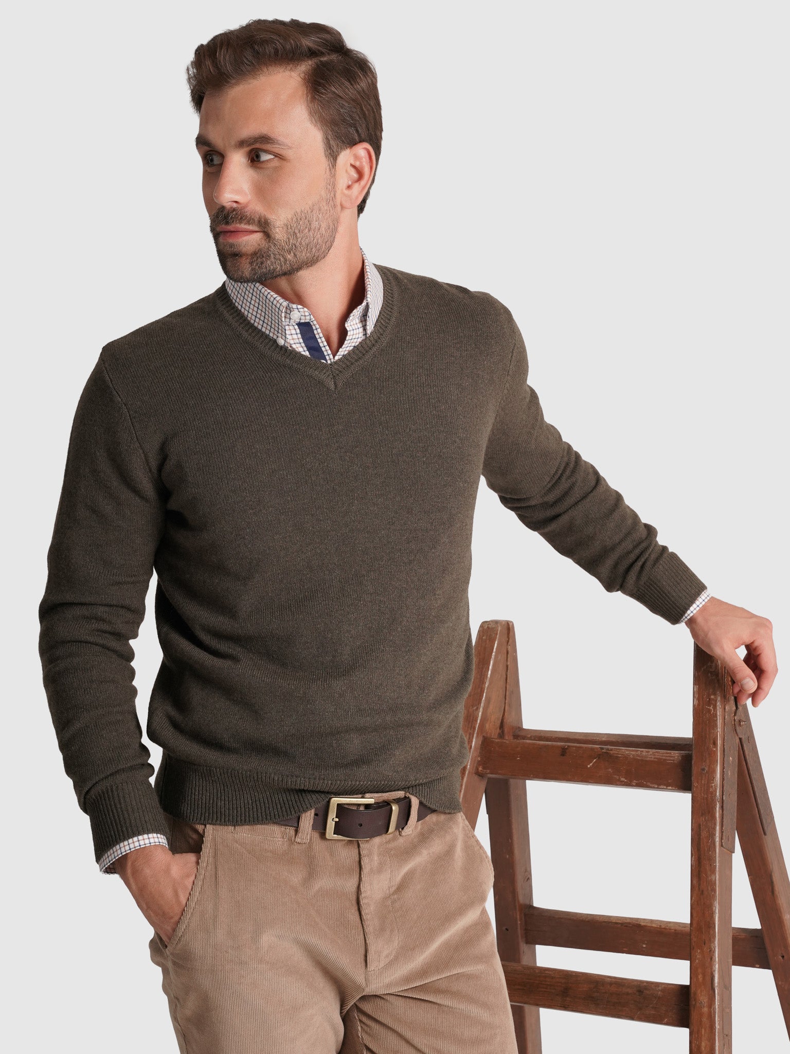 JERSEY DE LANA VERDE CON CODERAS MR REGULAR FIT. AZUL