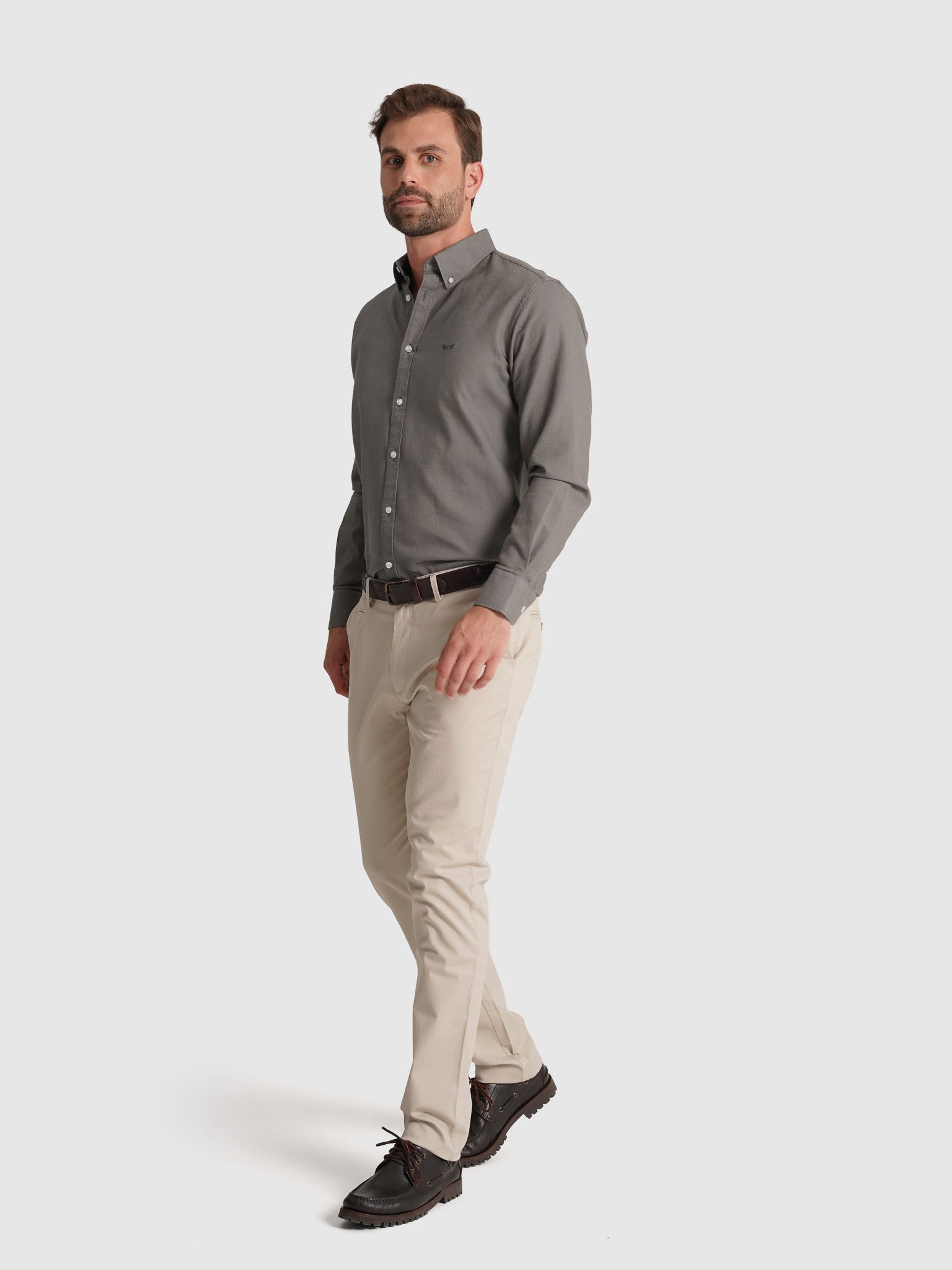 CAMISA ALGODÓN VERDE MANGA LARGA REGULAR FIT MR. AZUL