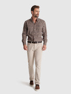 BROWN COTTON SHIRT LONG SLEEVE REGULAR FIT MR. BLUE