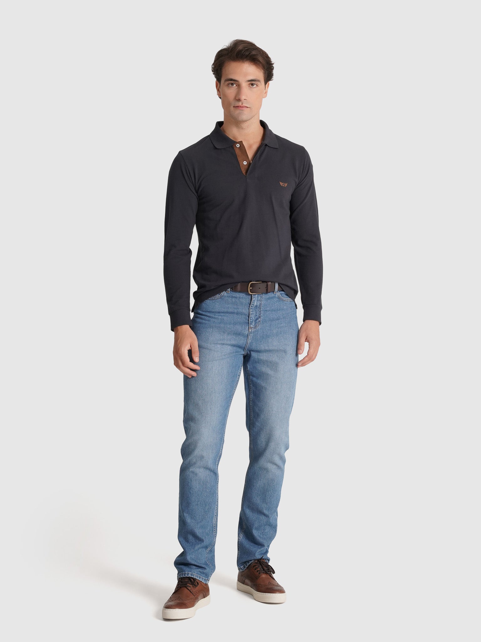POLO ALGODÓN AZUL MANGA LARGA REGULAR FIT MR. AZUL