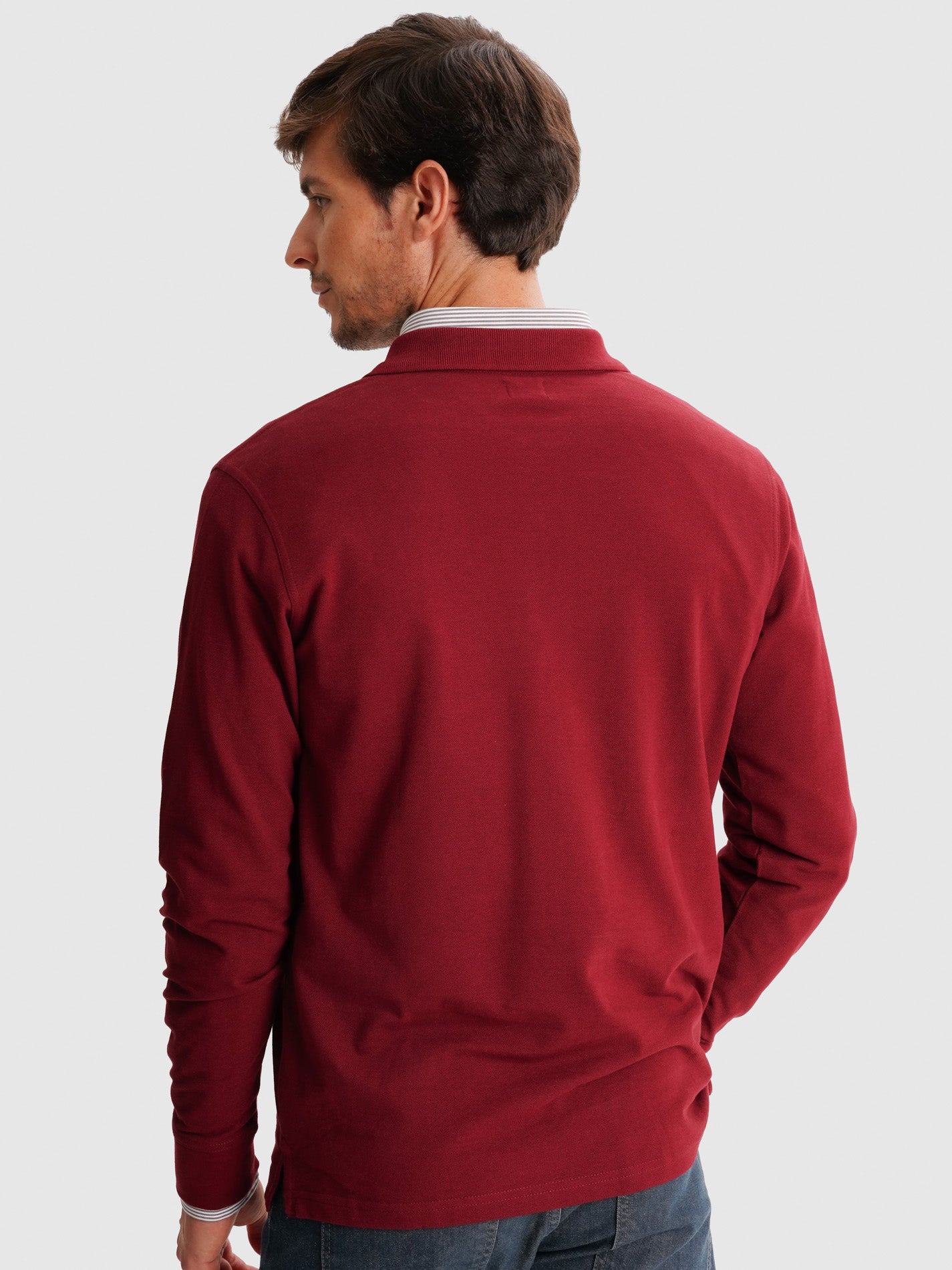 POLO BURDEOS MANGA LARGA REGULAR FIT MR. AZUL