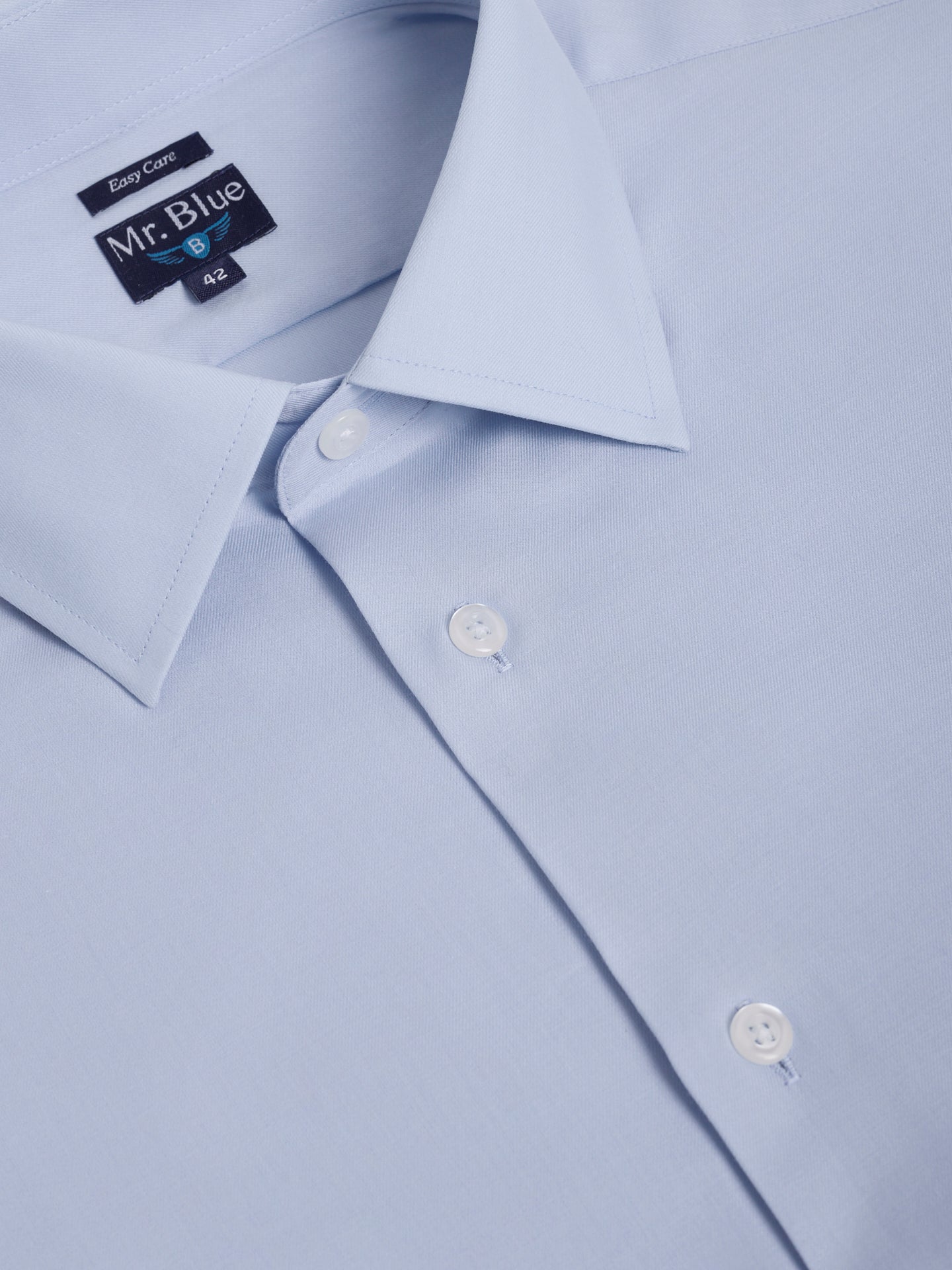 LONG SLEEVE BLUE COTTON SHIRT CLASSIC FIT MR. BLUE