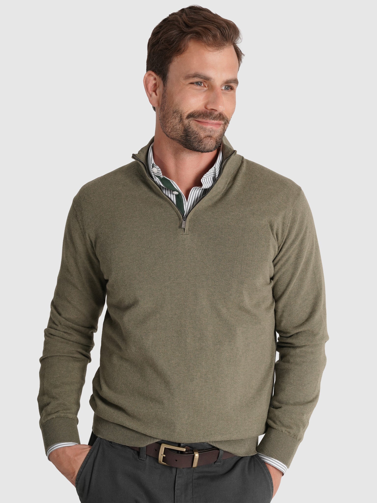PULLOVER CAXEMIRA VERDE MANGA COMPRIDA REGULAR FIT MR. BLUE
